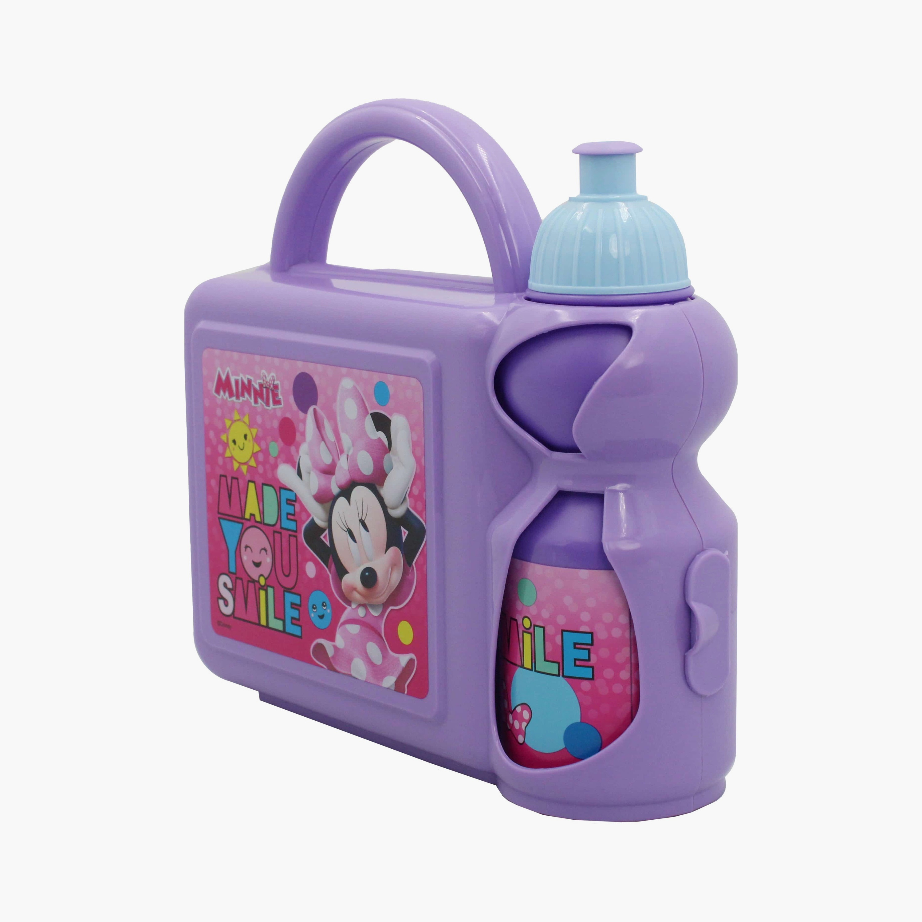 Disney Minnie Printed Lunch Box with Water Bottle - Purple-school-lunchessentials-lunchboxes-image-1