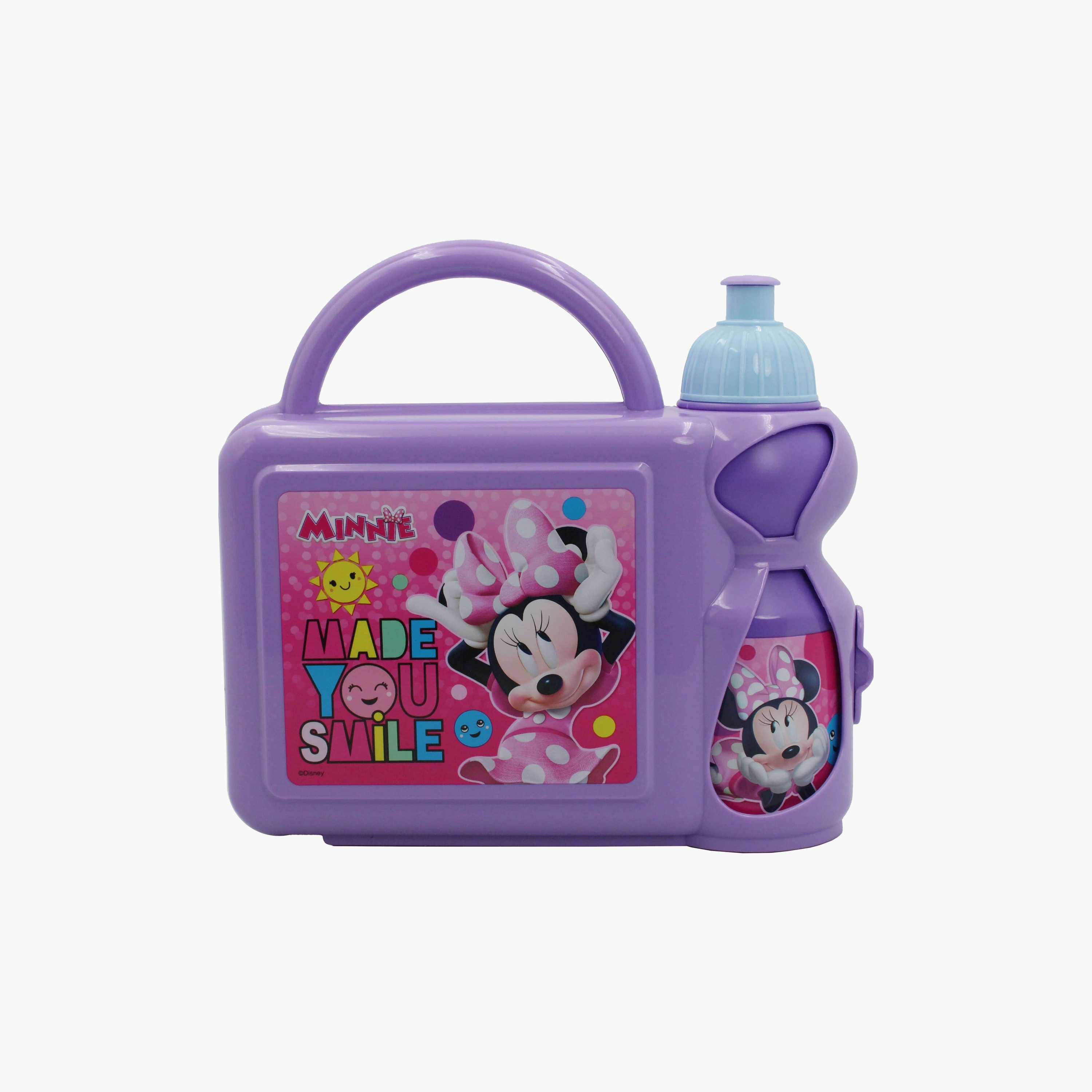 Disney Minnie Printed Lunch Box with Water Bottle - Purple-school-lunchessentials-lunchboxes-image-2