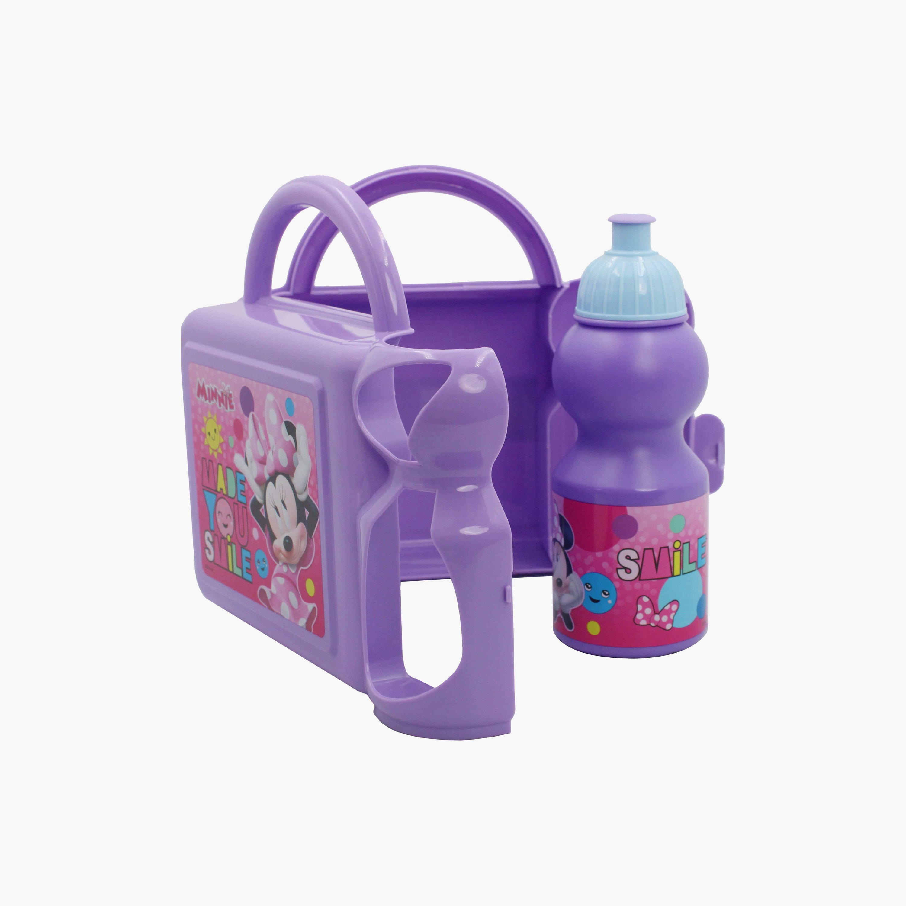 Disney Minnie Printed Lunch Box with Water Bottle - Purple-school-lunchessentials-lunchboxes-image-3