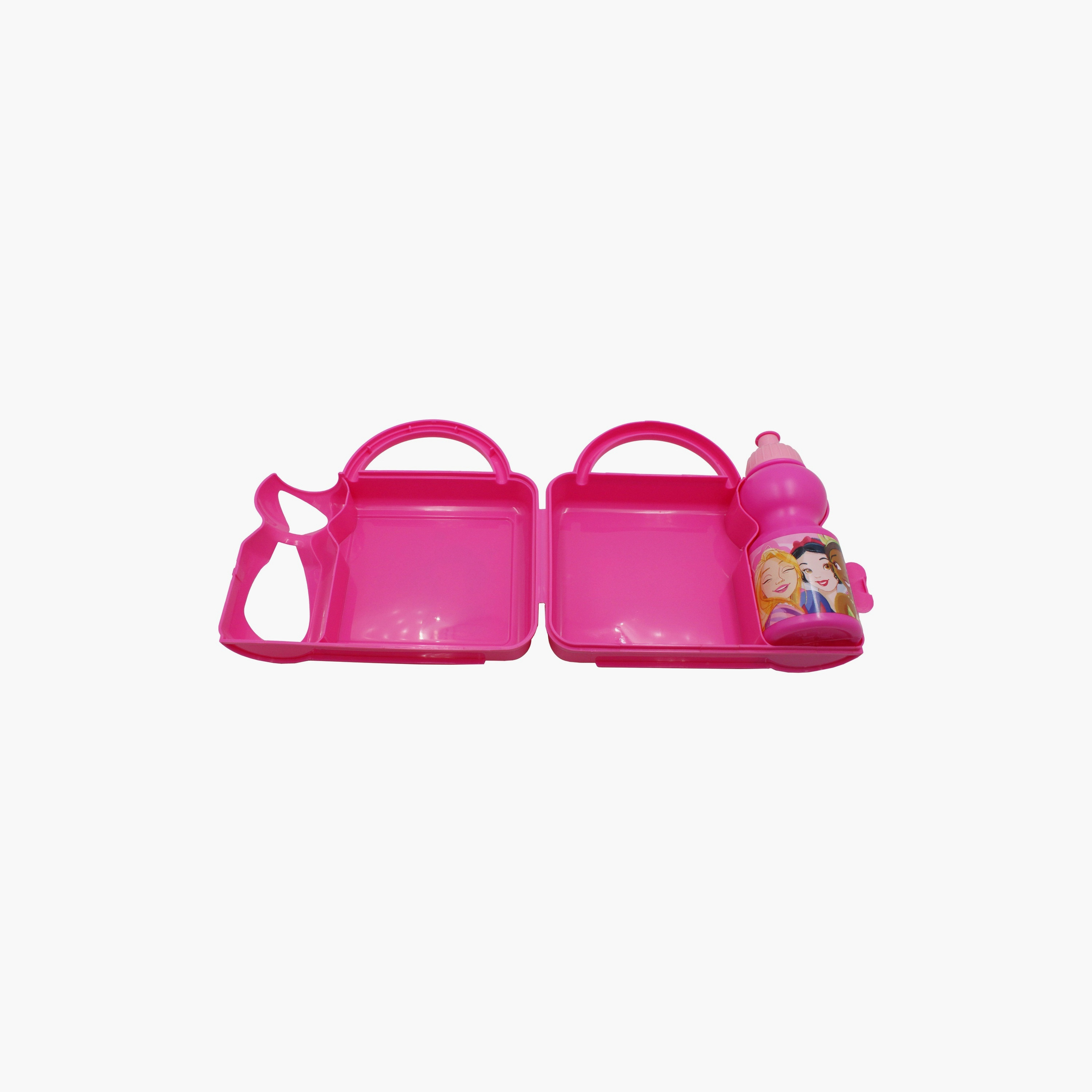 Disney Princess Printed Lunch Box with Water Bottle - Pink-school-lunchessentials-lunchboxes-image-2