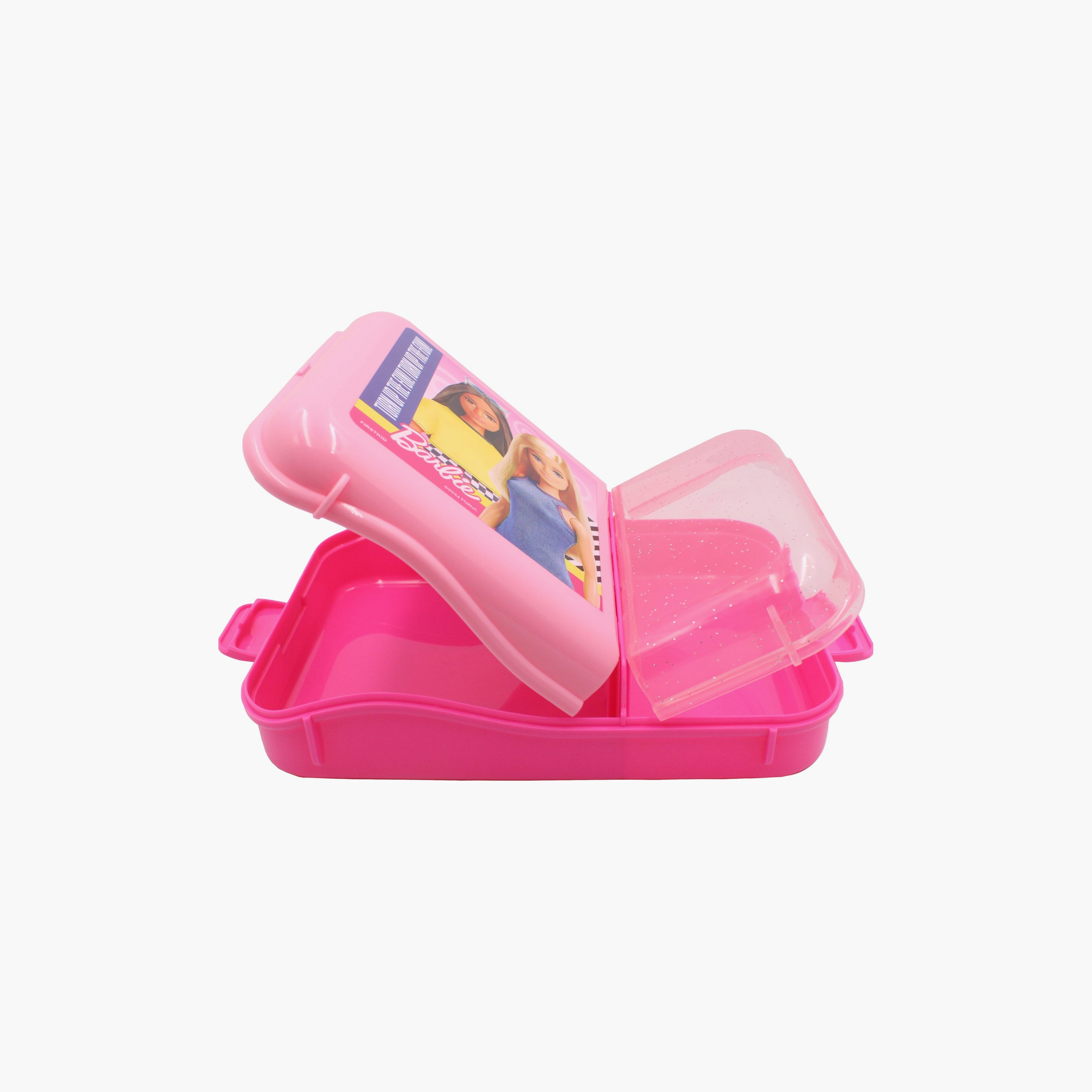 صندوق غداء مطبوع عليه باربي بقطعتين - وردي-school-lunchessentials-lunchboxes-image-3