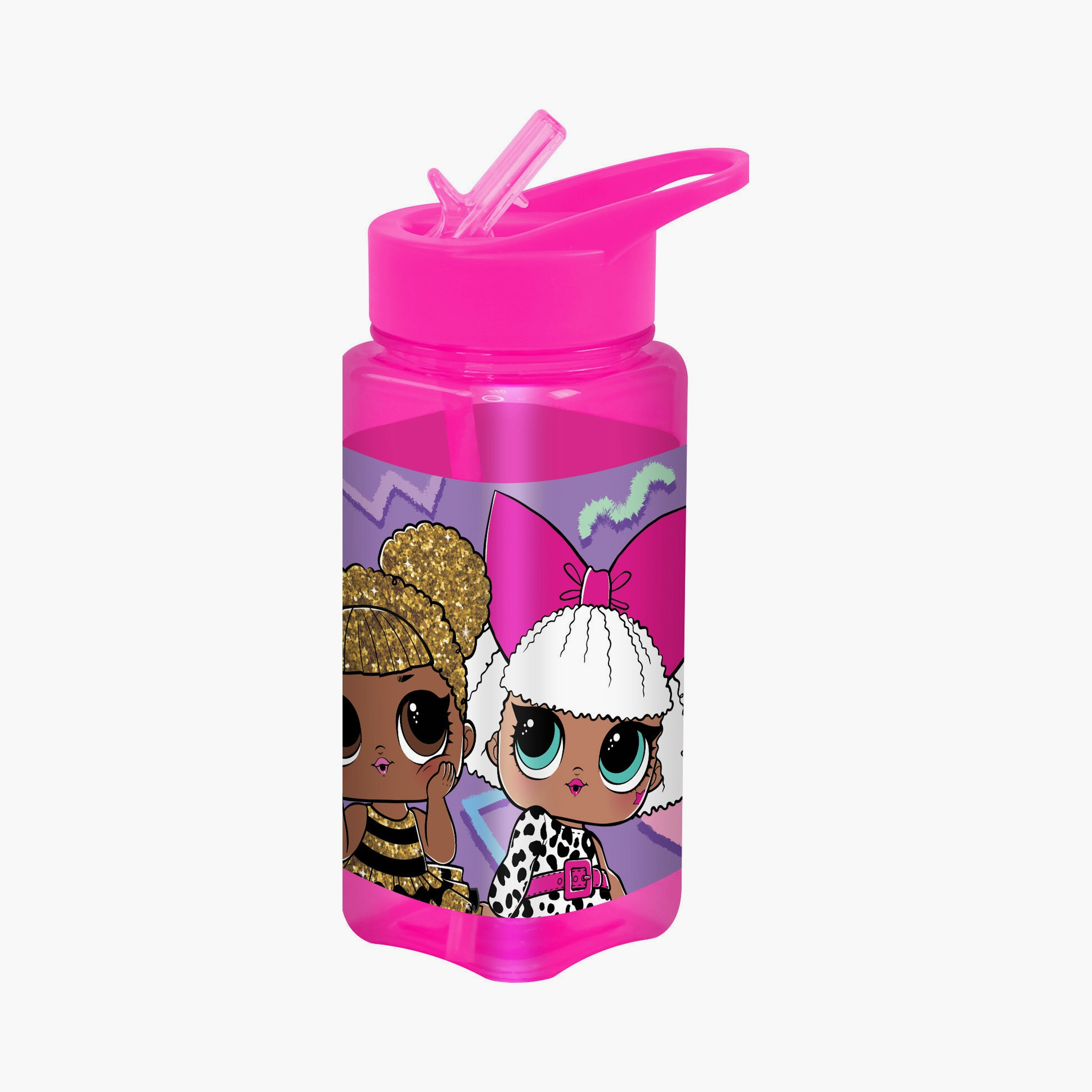 زمزمية مياه مربعة مانعة للتسرب مطبوعة لول سربرايز - وردي.-school-waterbottles-image-1