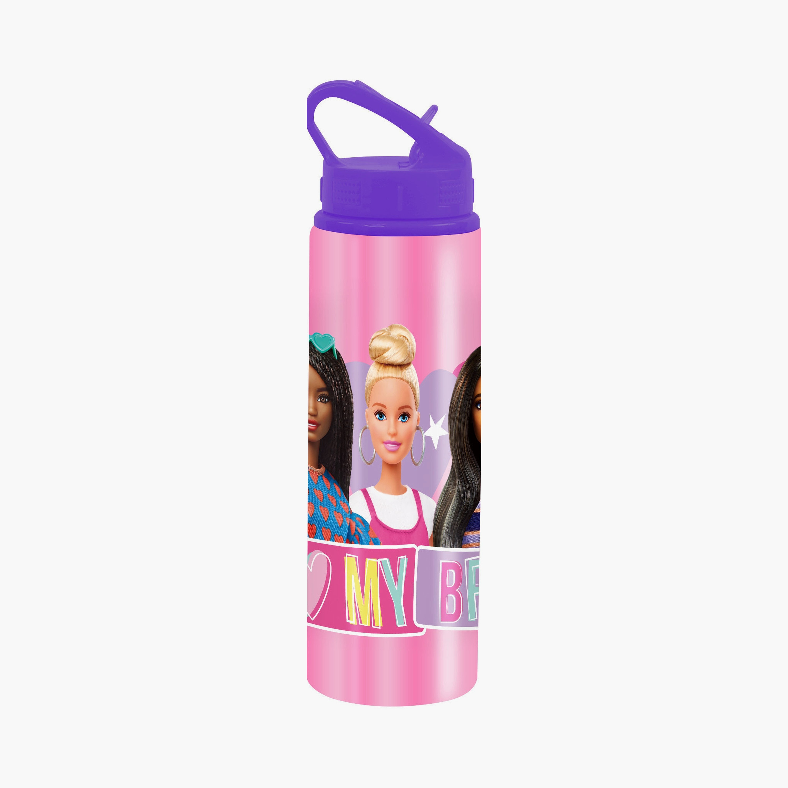 زمزمية مياه مانعة للتسرب مطبوعة باربي - وردي.-school-waterbottles-image-1