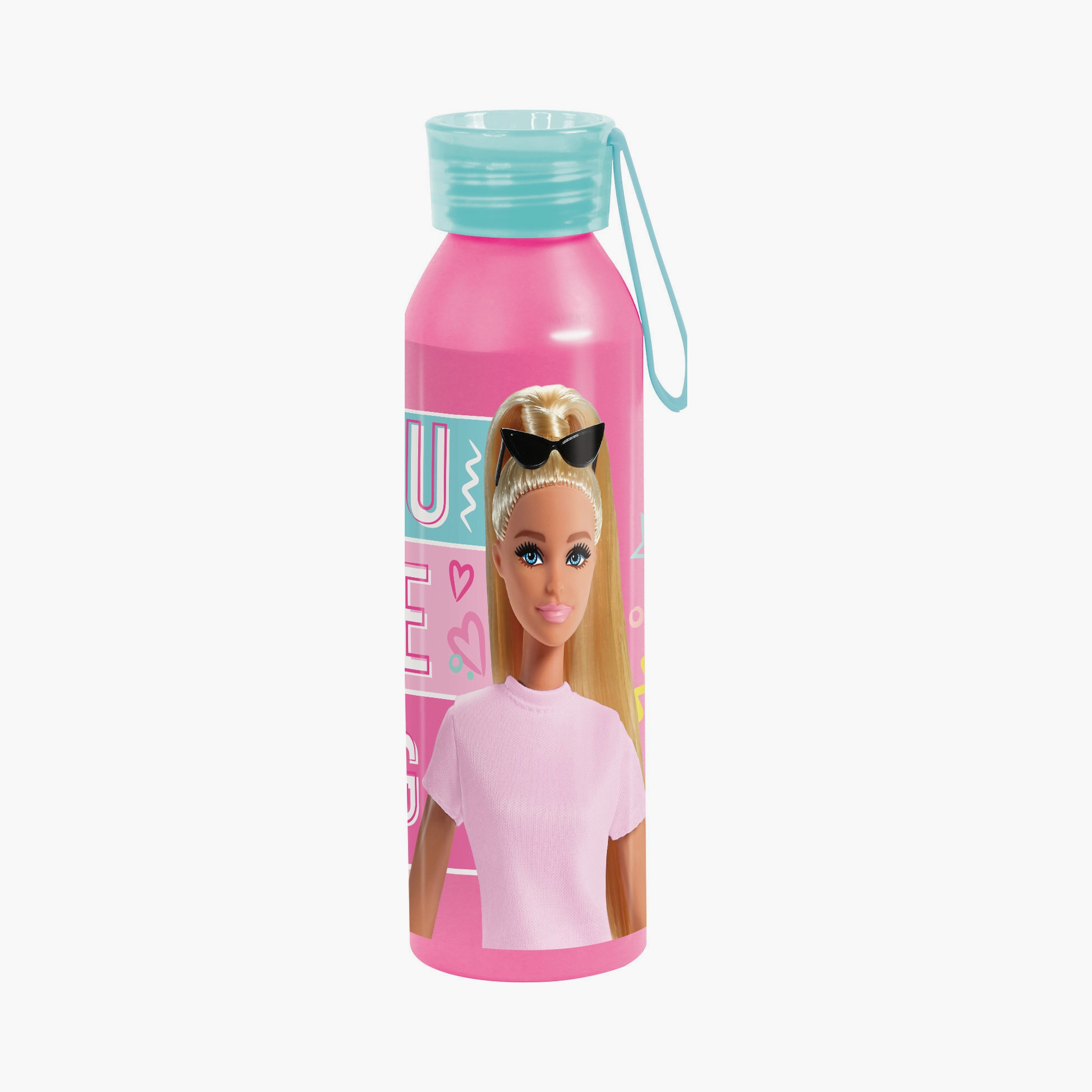 زجاجة ماء مطبوعة عليها باربي - وردي-school-waterbottles-image-1