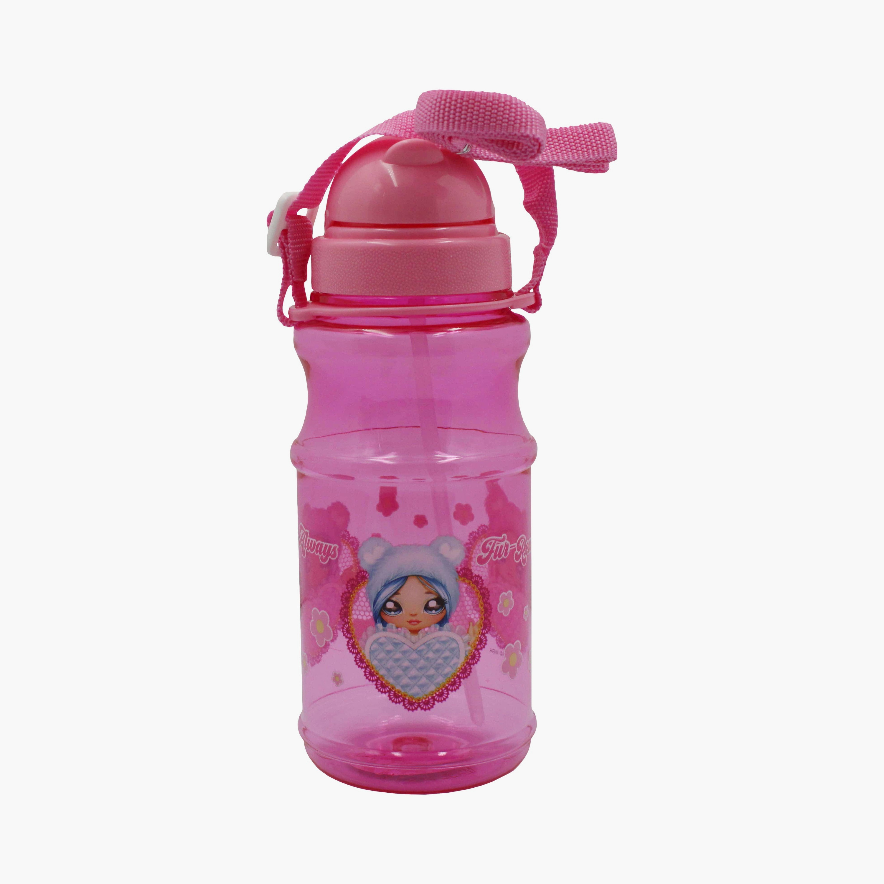 زجاجة ماء شفافة مطبوعة عليها نا! نا! نا! سربرايز - وردي-school-waterbottles-image-1