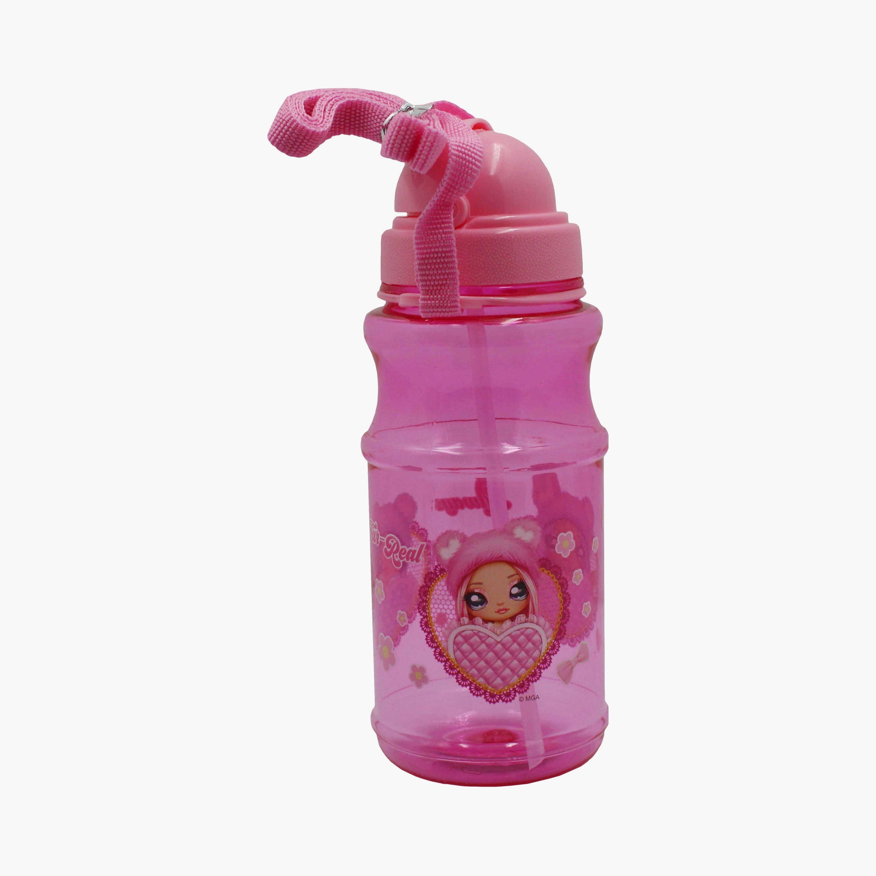 زجاجة ماء شفافة مطبوعة عليها نا! نا! نا! سربرايز - وردي-school-waterbottles-image-2
