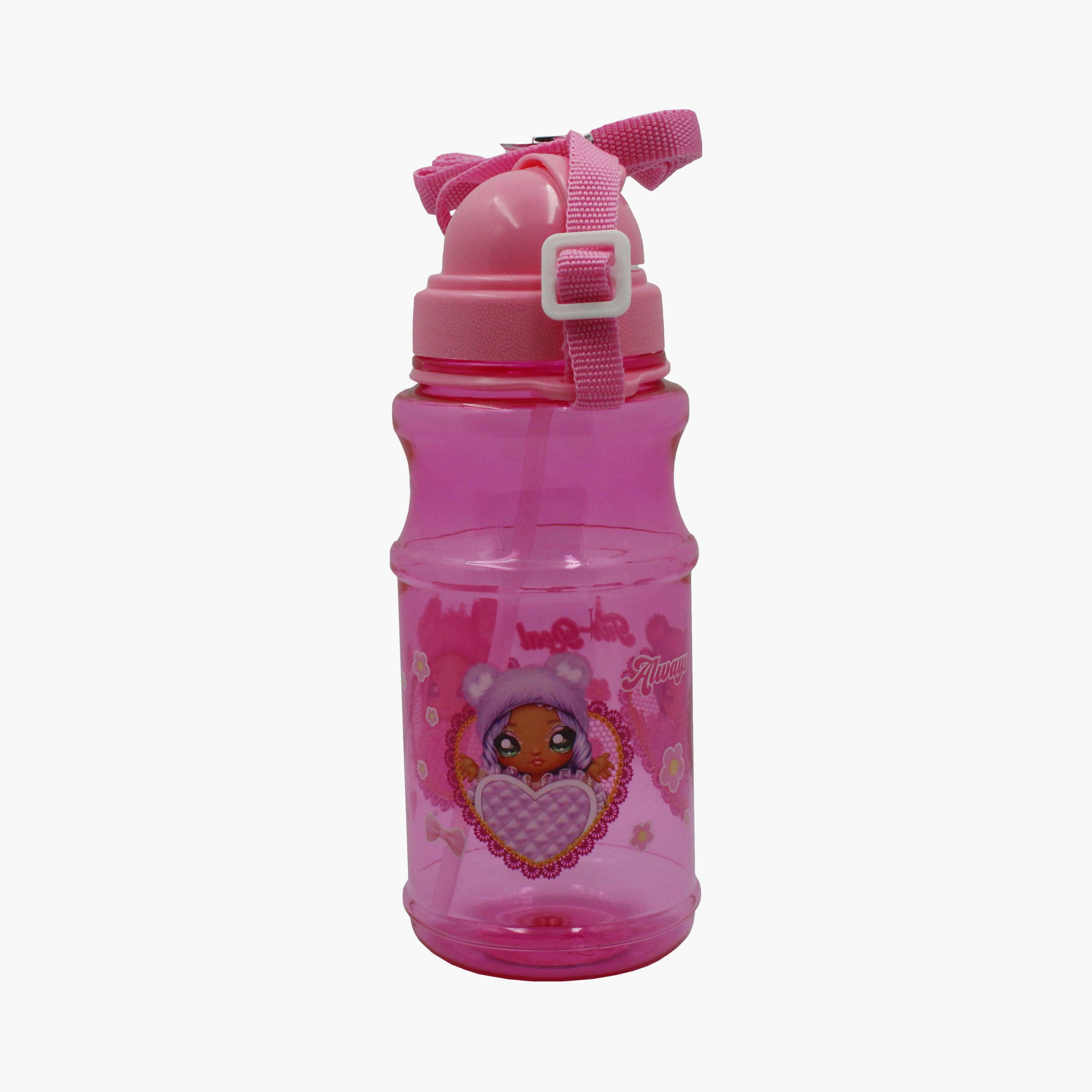 زجاجة ماء شفافة مطبوعة عليها نا! نا! نا! سربرايز - وردي-school-waterbottles-image-3