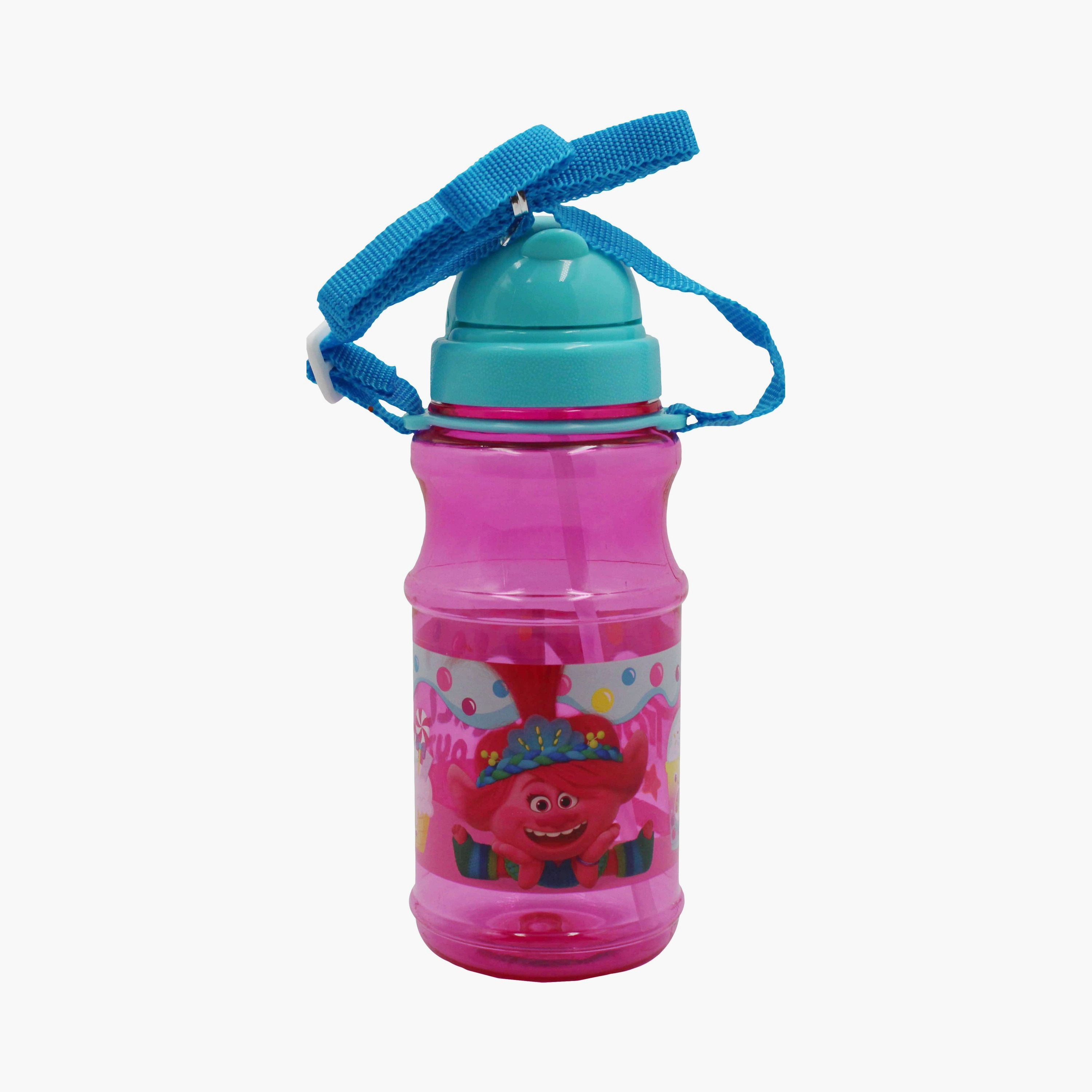 زجاجة ماء شفافة مطبوعة عليها ترولز - وردي-school-waterbottles-image-1