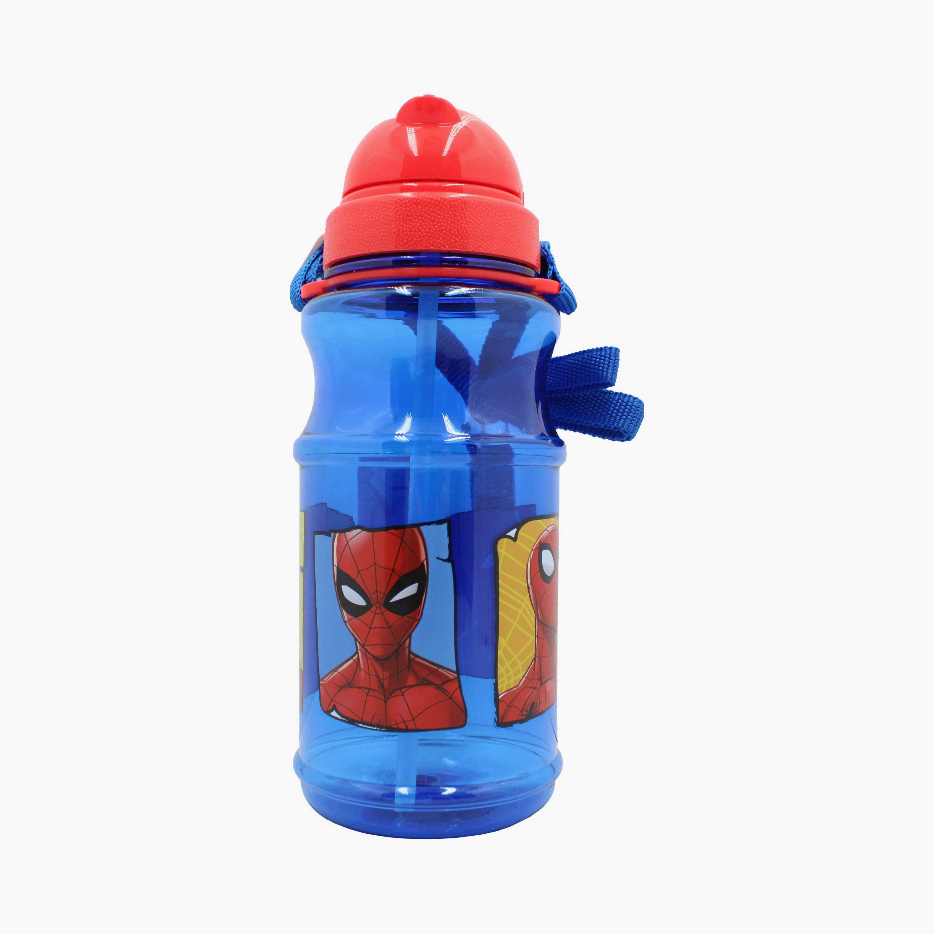 زجاجة ماء شفافة مطبوعة عليها مارفل سبايدرمان - أزرق-school-waterbottles-image-1
