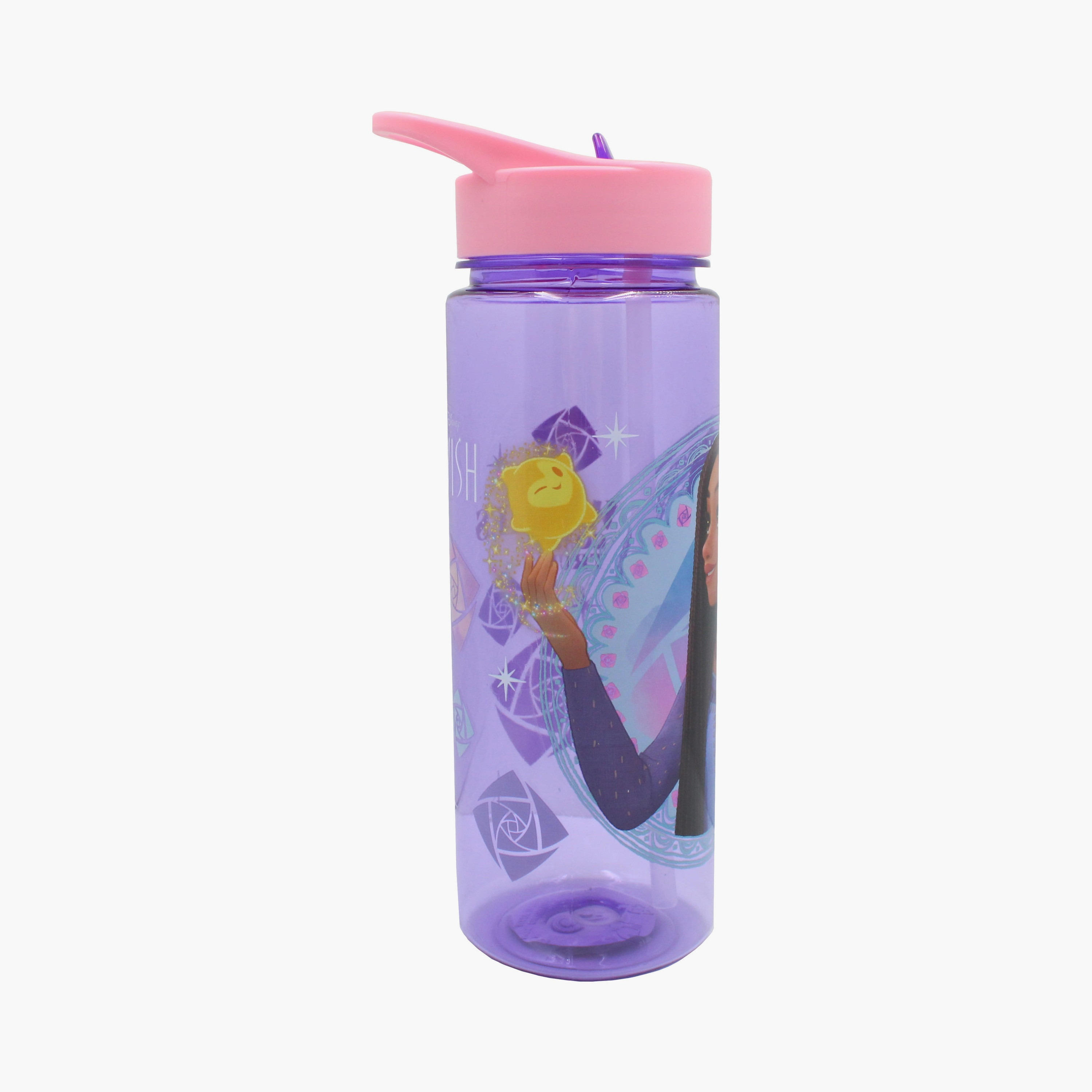 زجاجة ماء مطبوعة عليها ويش - 650 مل - بنفسجي-school-waterbottles-image-2