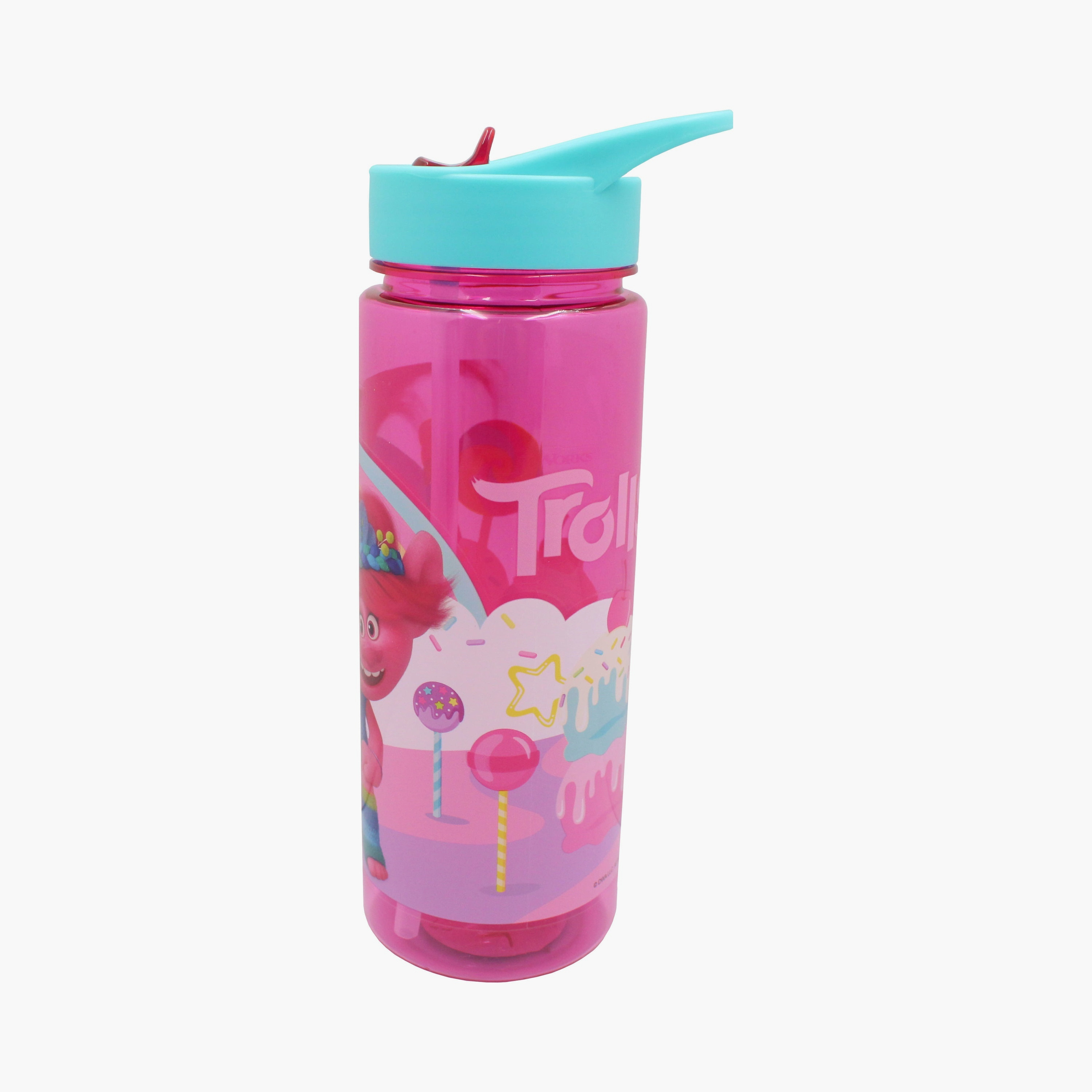 زجاجة ماء مطبوعة عليها ترولز - 650 مل - وردي-school-waterbottles-image-2