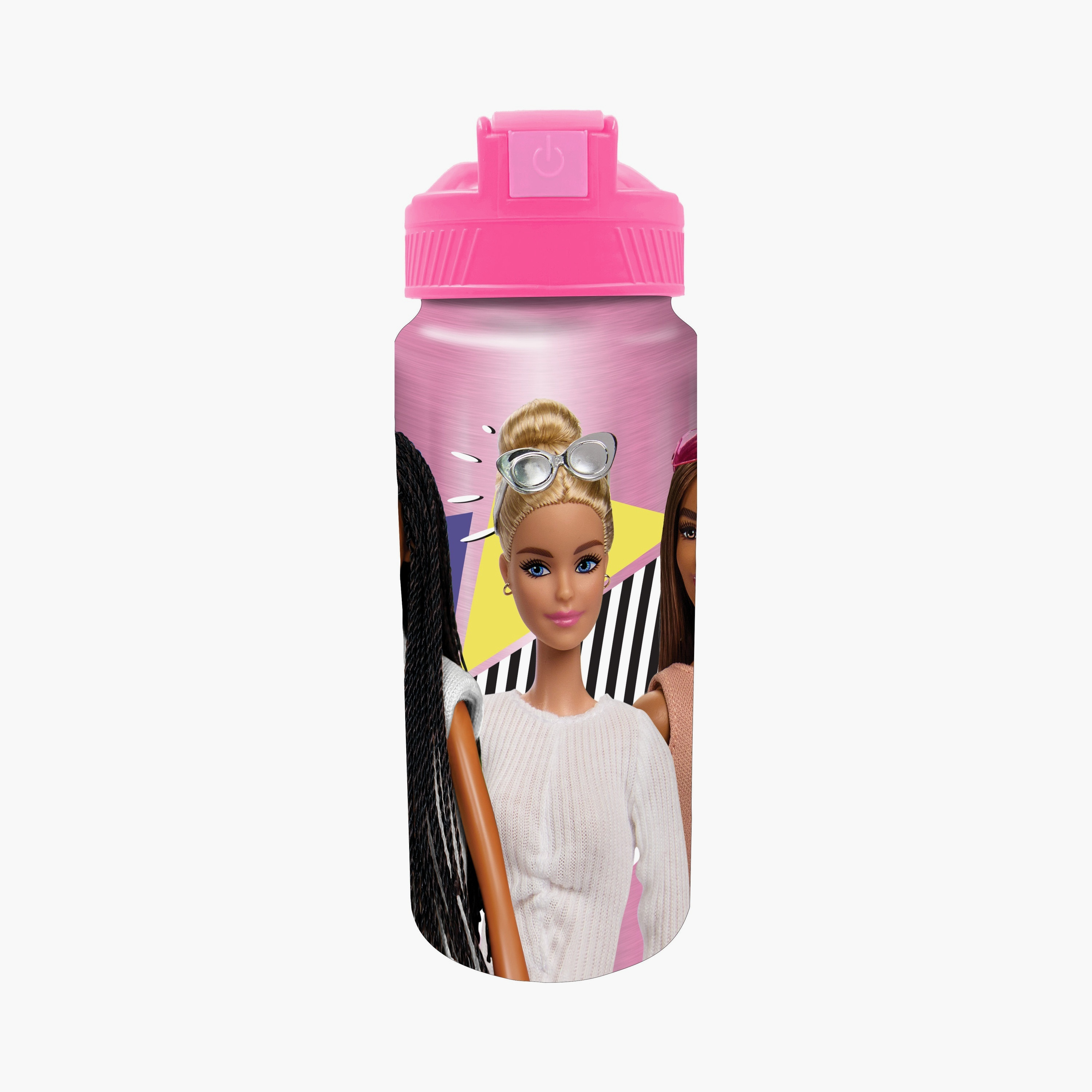 زجاجة ماء مطبوعة عليها باربي مع حزام - 500 مل - وردي-school-waterbottles-image-1