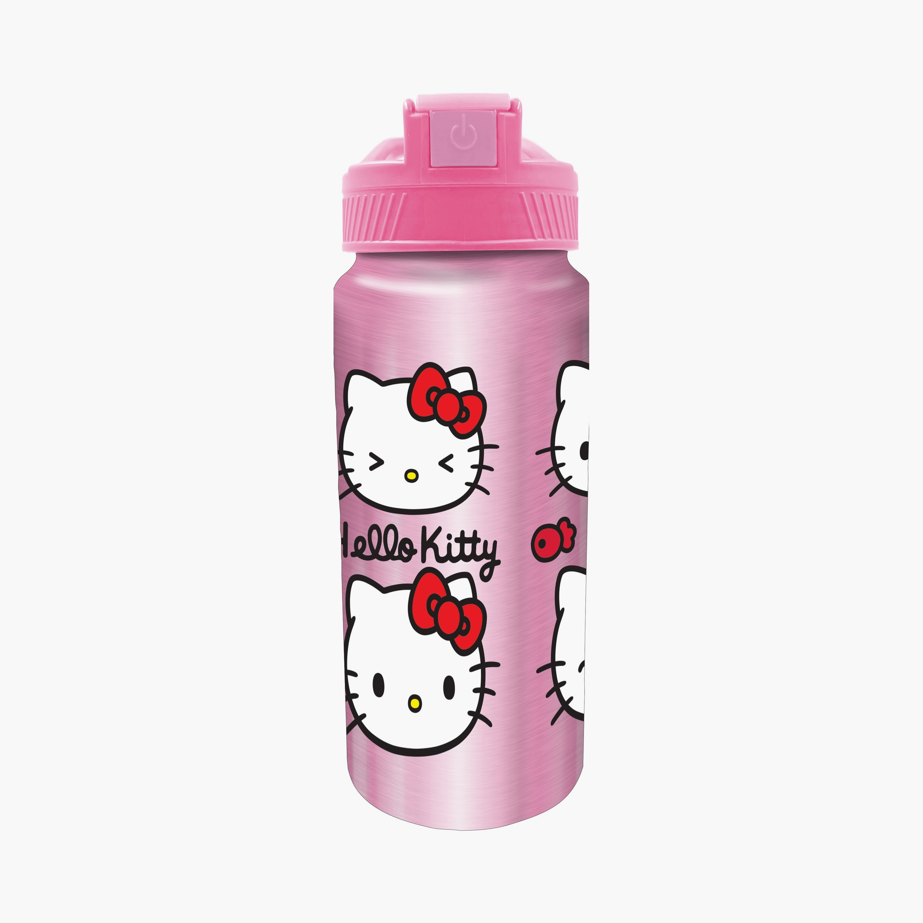 زمزمية مياه مانعة للتسرب مطبوعة هالو كيتي - 500 مل - وردي.-school-waterbottles-image-1
