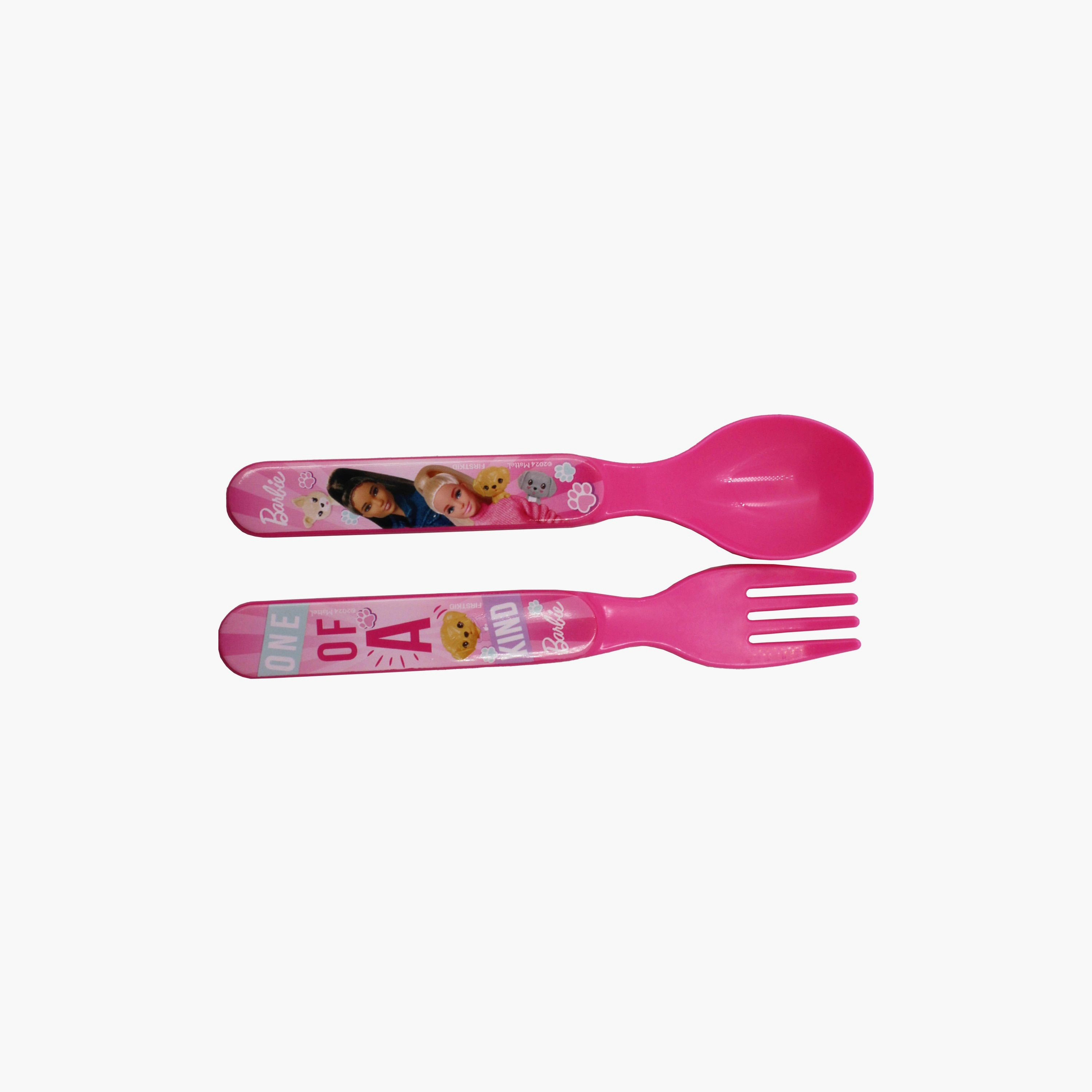 Barbie 2-Piece Printed Cutlery Set - Pink-baby-feeding-mealtimeessentials-image-1