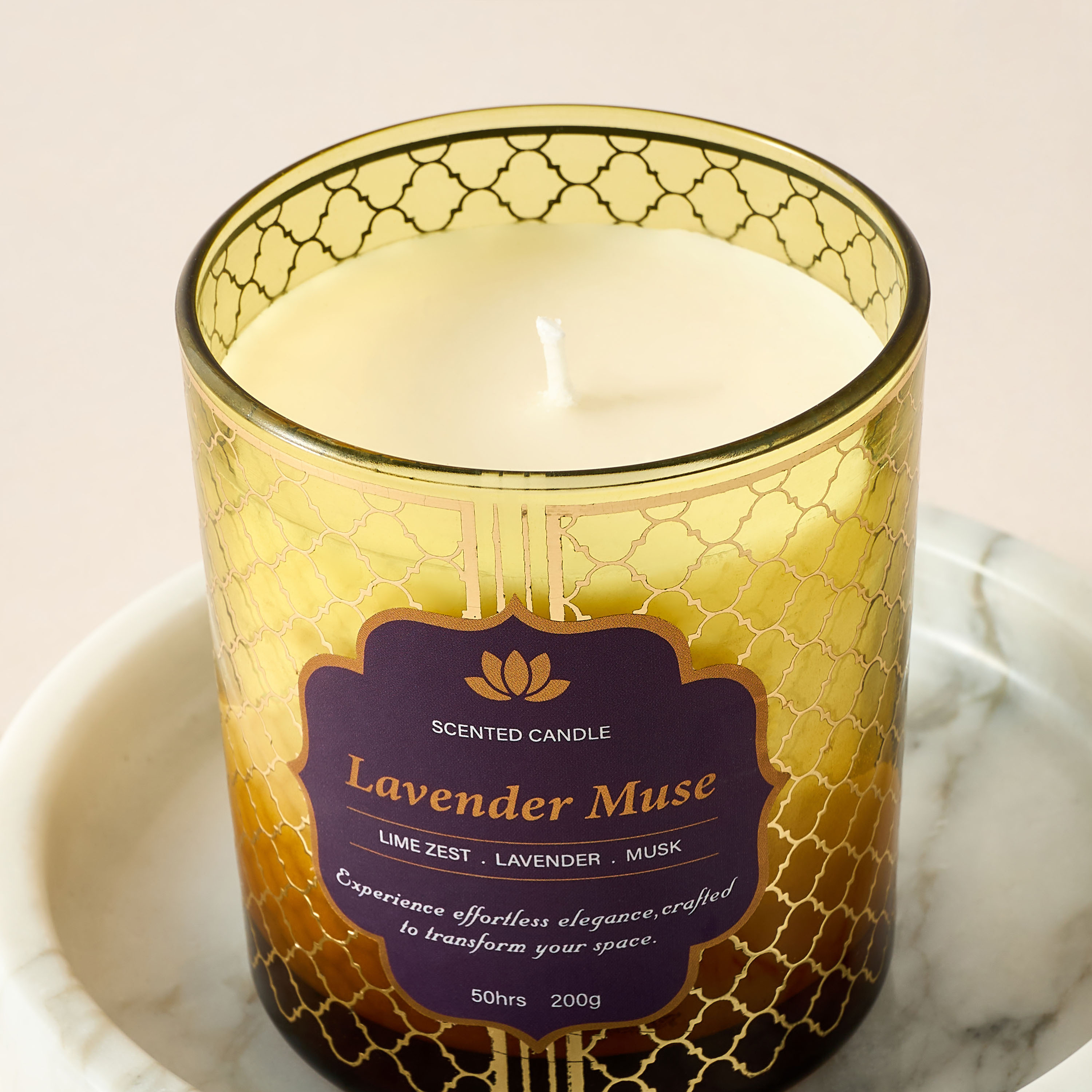 Golden Souk Lavender Muse Scented Jar Candle - 200 gms-household-homefragrance-candles-image-3