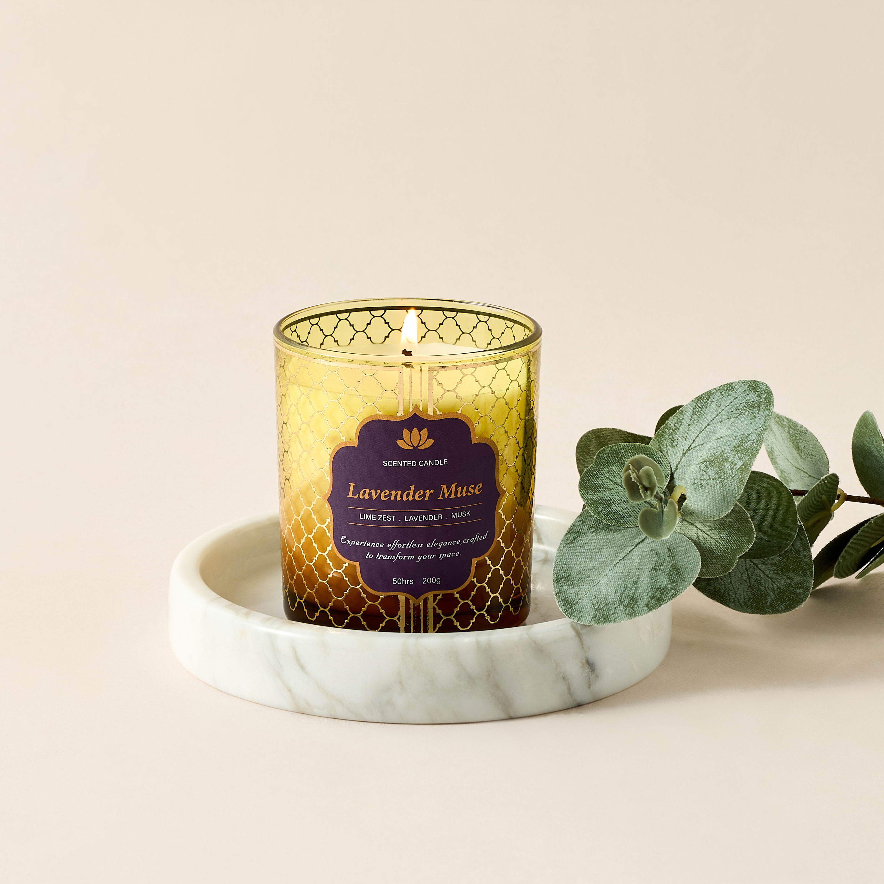 Golden Souk Lavender Muse Scented Jar Candle - 200 gms-household-homefragrance-candles-image-5