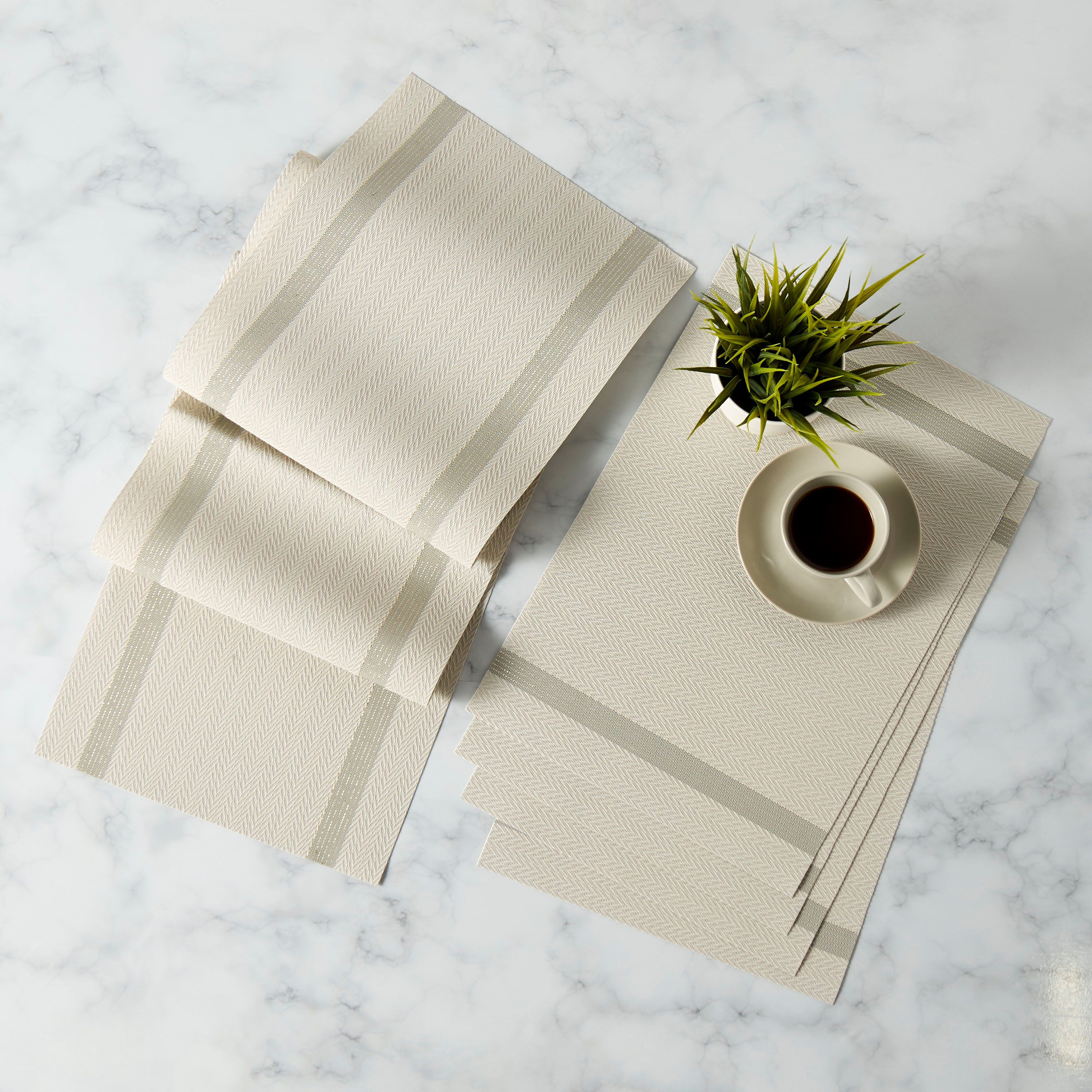 Textured 5-Piece Placemat and Runner Set-household-dining-tablelinen-runnersandtablecovers-image-1