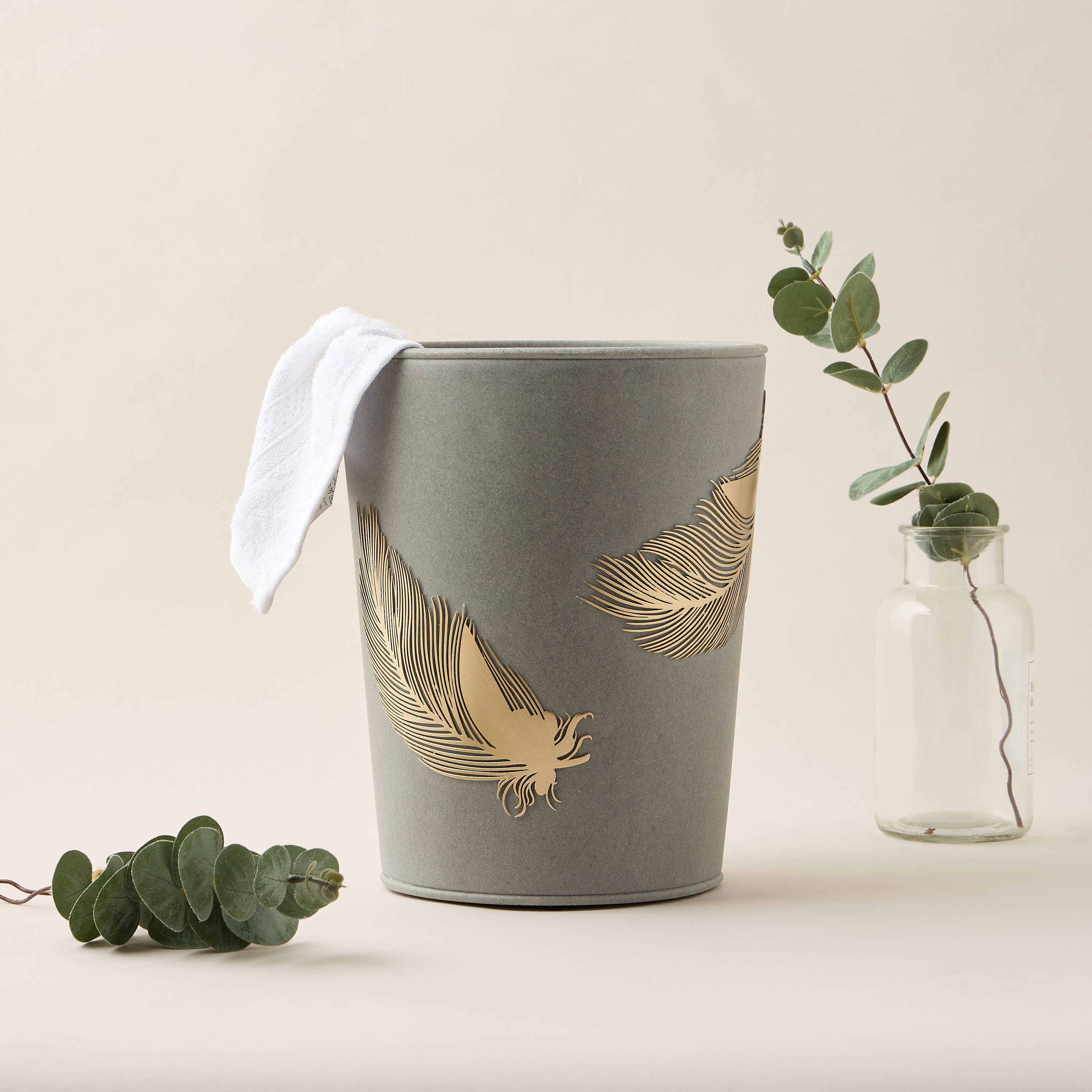 Feather Accent Waste Bin-household-bathandlaundry-wastebinsandaccessories-image-1