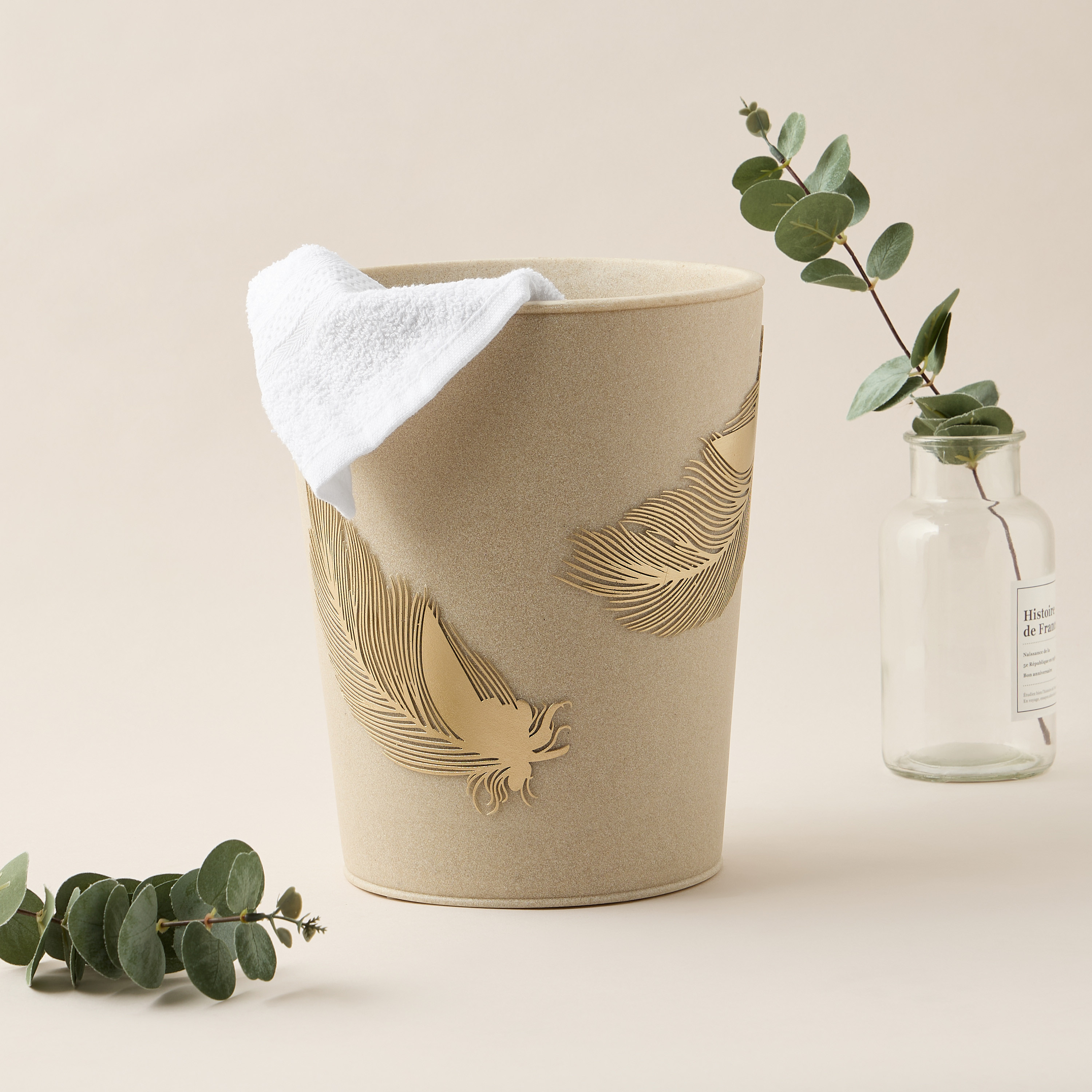 Feather Accent Waste Bin-household-bathandlaundry-wastebinsandaccessories-image-1
