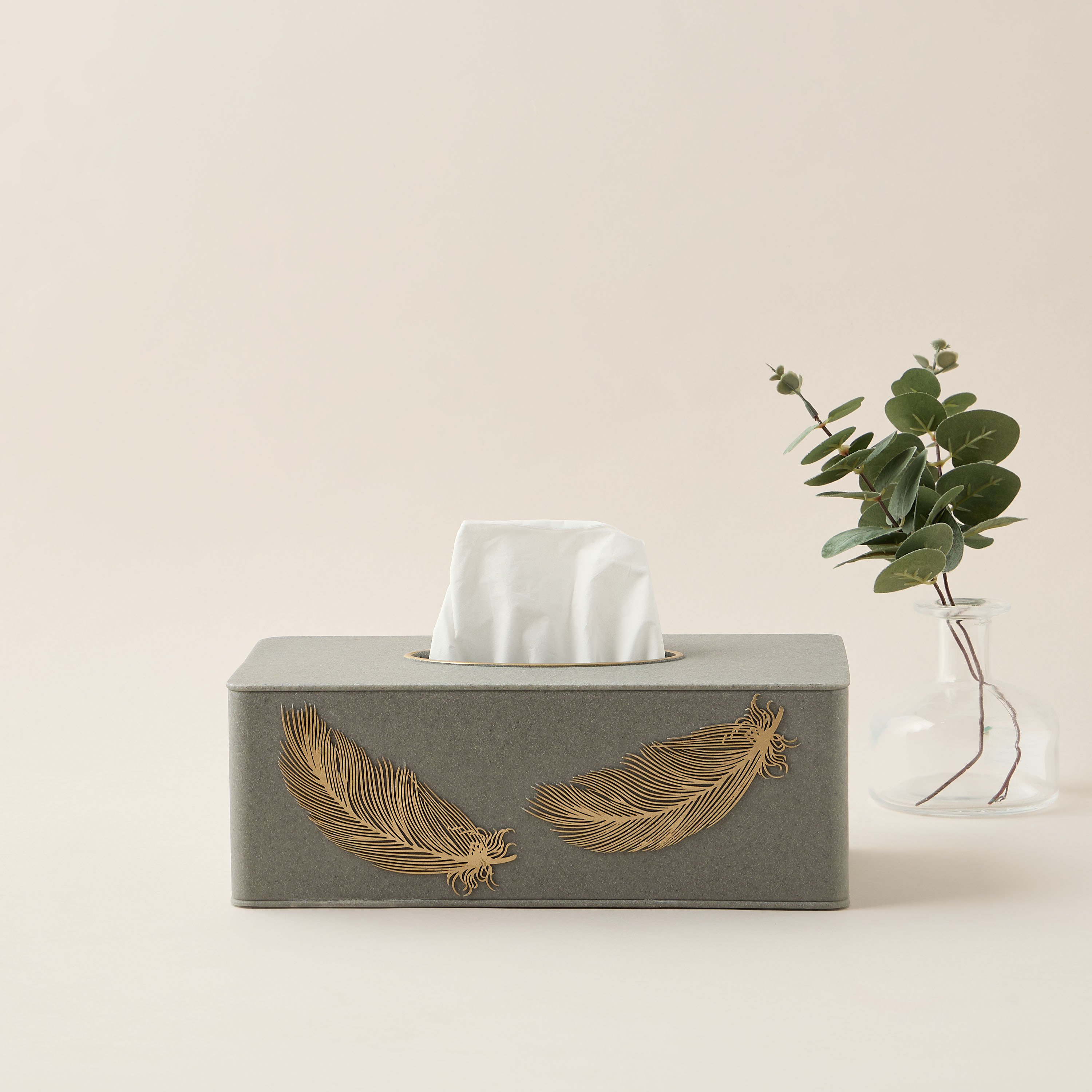 Feather Embossed Polyresin Tissue Box-household-bathandlaundry-bathaccessories-tissueboxesandcottonjars-image-1