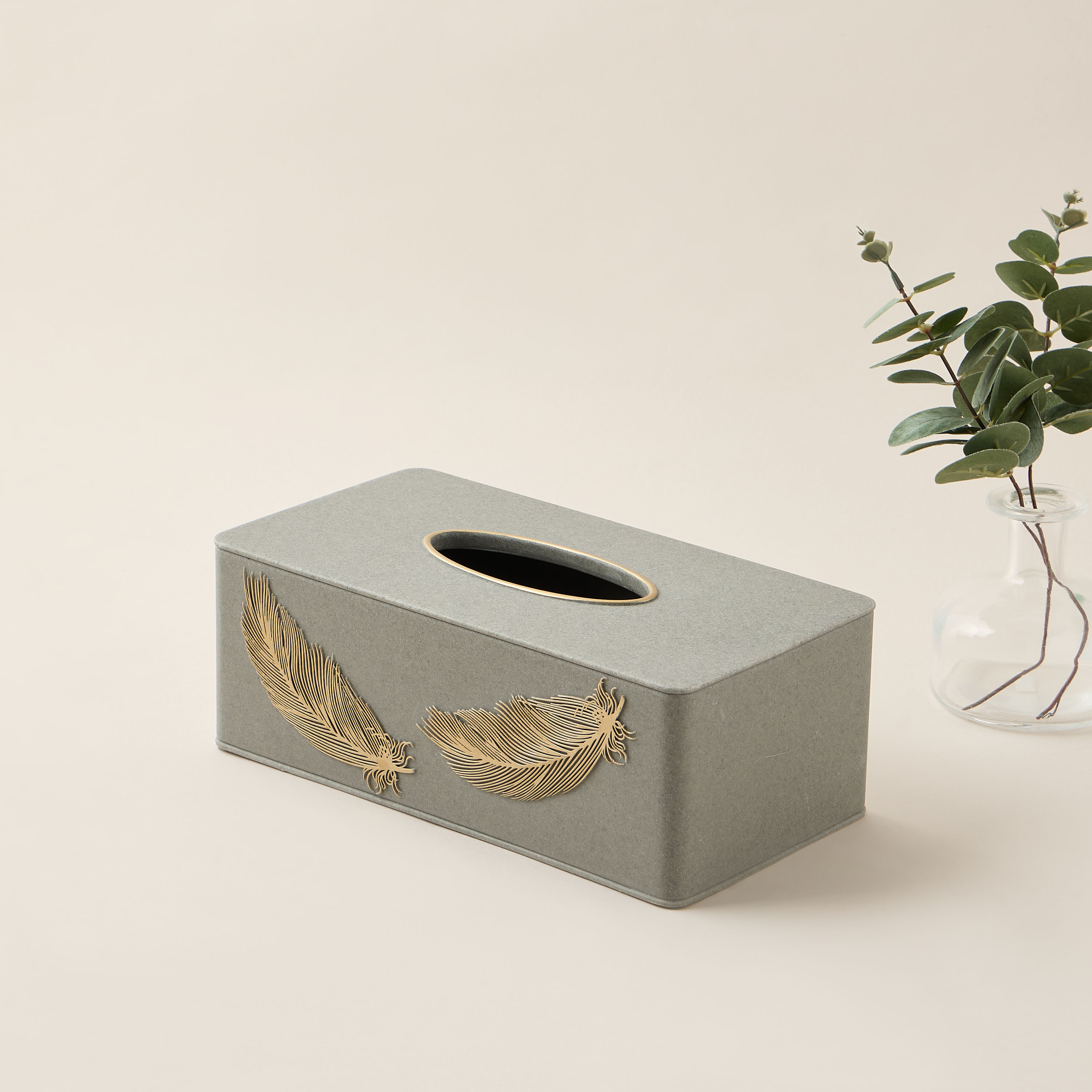 Feather Embossed Polyresin Tissue Box-household-bathandlaundry-bathaccessories-tissueboxesandcottonjars-image-2