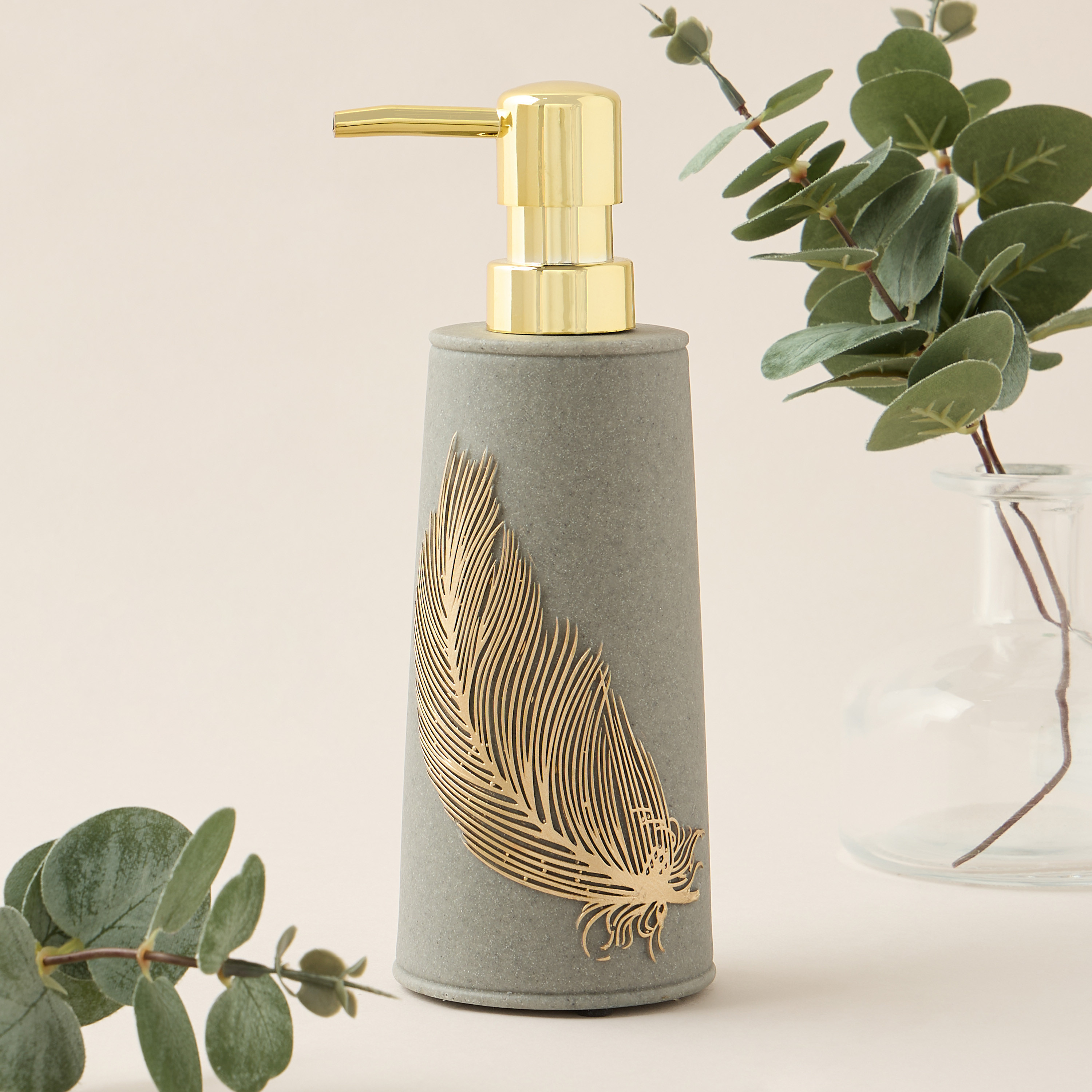 Feather Embellished Polyresin Lotion Dispenser-household-bathandlaundry-bathaccessories-soapdishesanddispensers-image-1