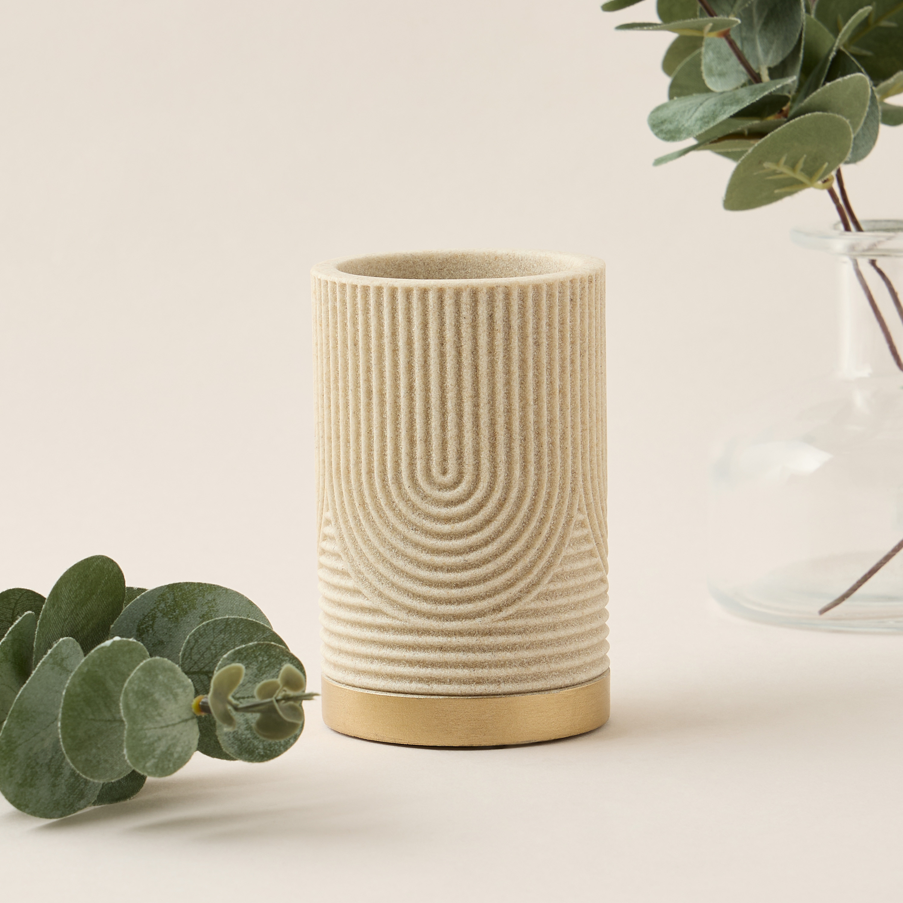 Swirl Textured Polyresin Tumbler-household-bathandlaundry-bathaccessories-toothbrushholdersandtumblers-image-1