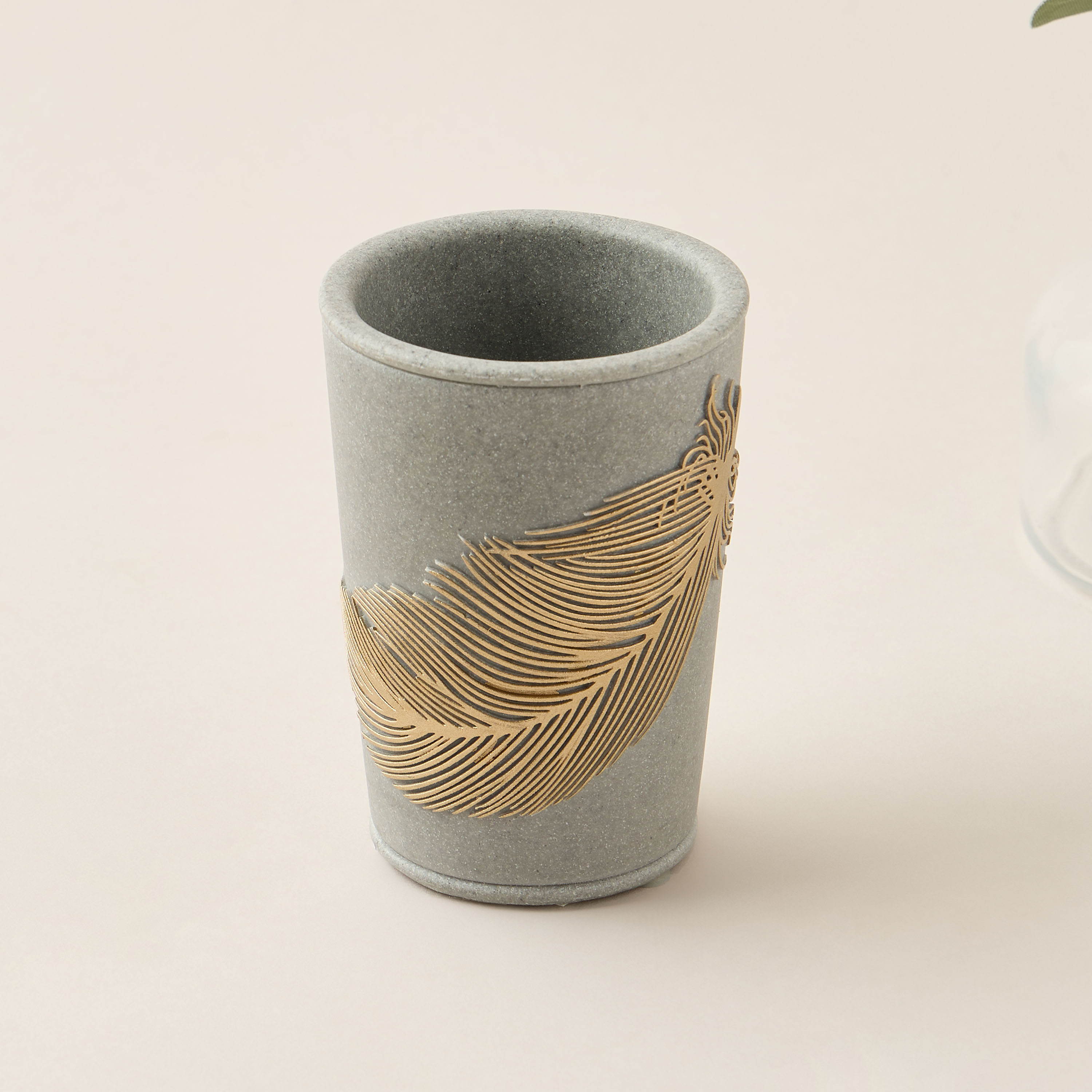 Feather Design Polyresin Tumbler-household-bathandlaundry-bathaccessories-toothbrushholdersandtumblers-image-2