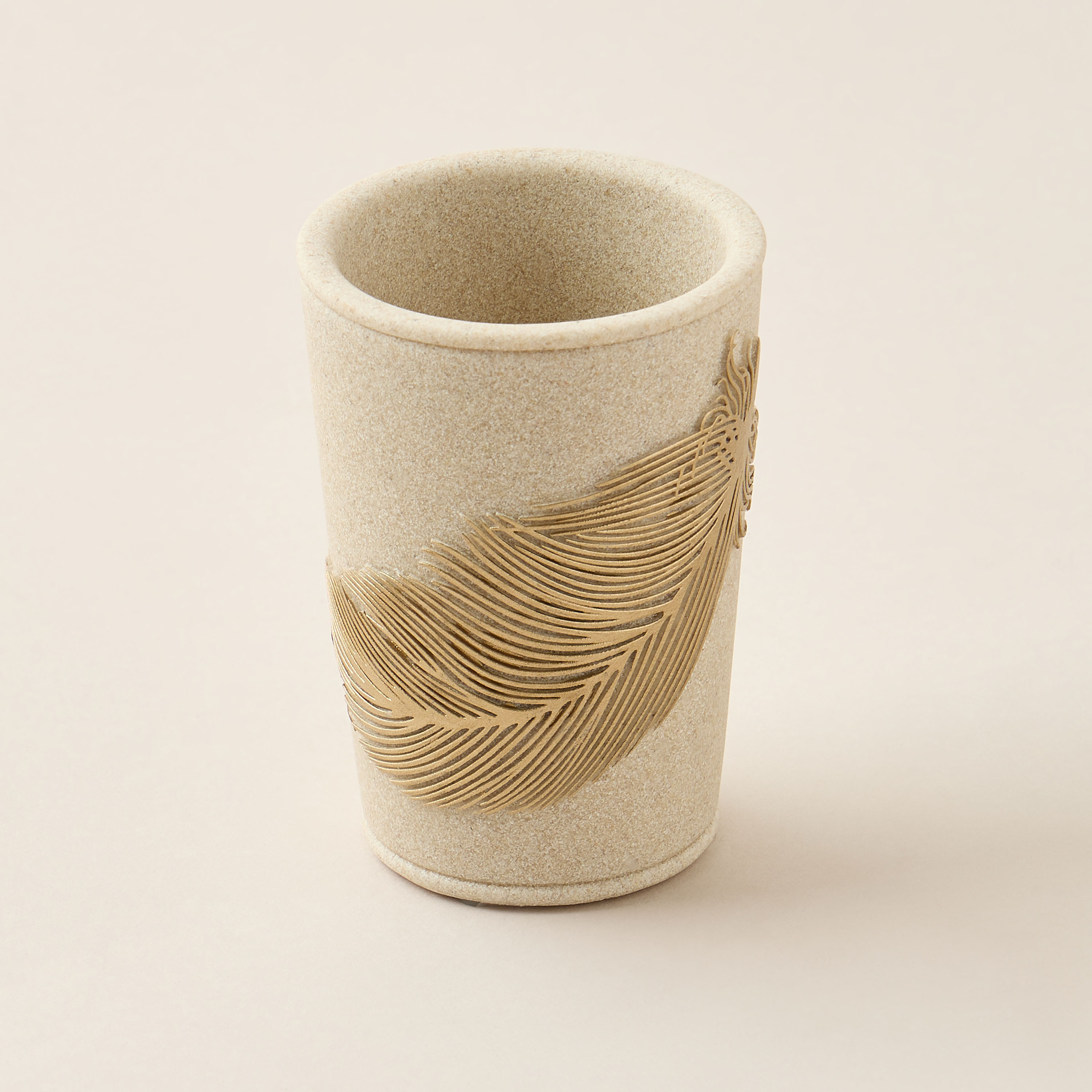 Feather Embossed Polyresin Tumbler-household-bathandlaundry-bathaccessories-toothbrushholdersandtumblers-image-2
