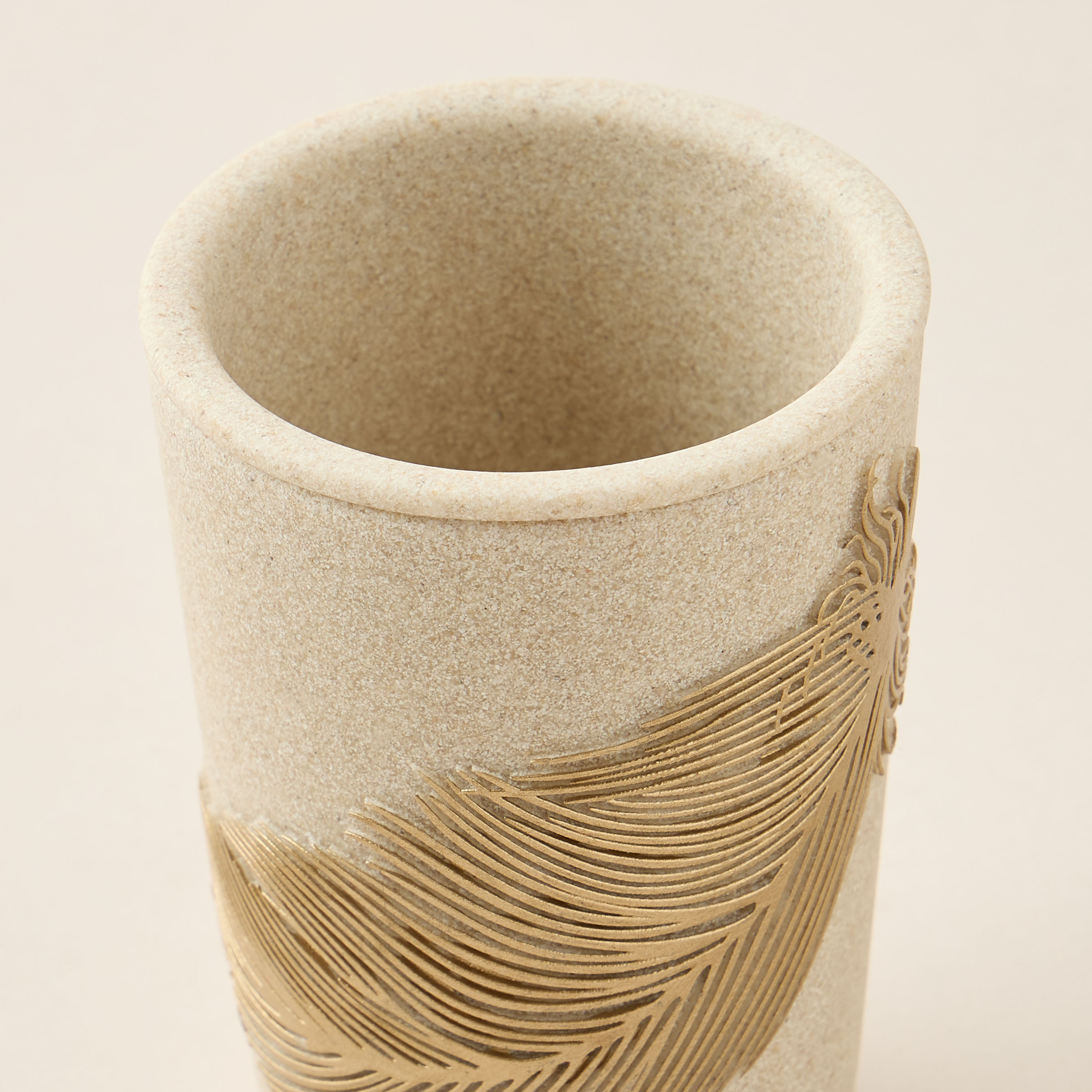 Feather Embossed Polyresin Tumbler-household-bathandlaundry-bathaccessories-toothbrushholdersandtumblers-image-3