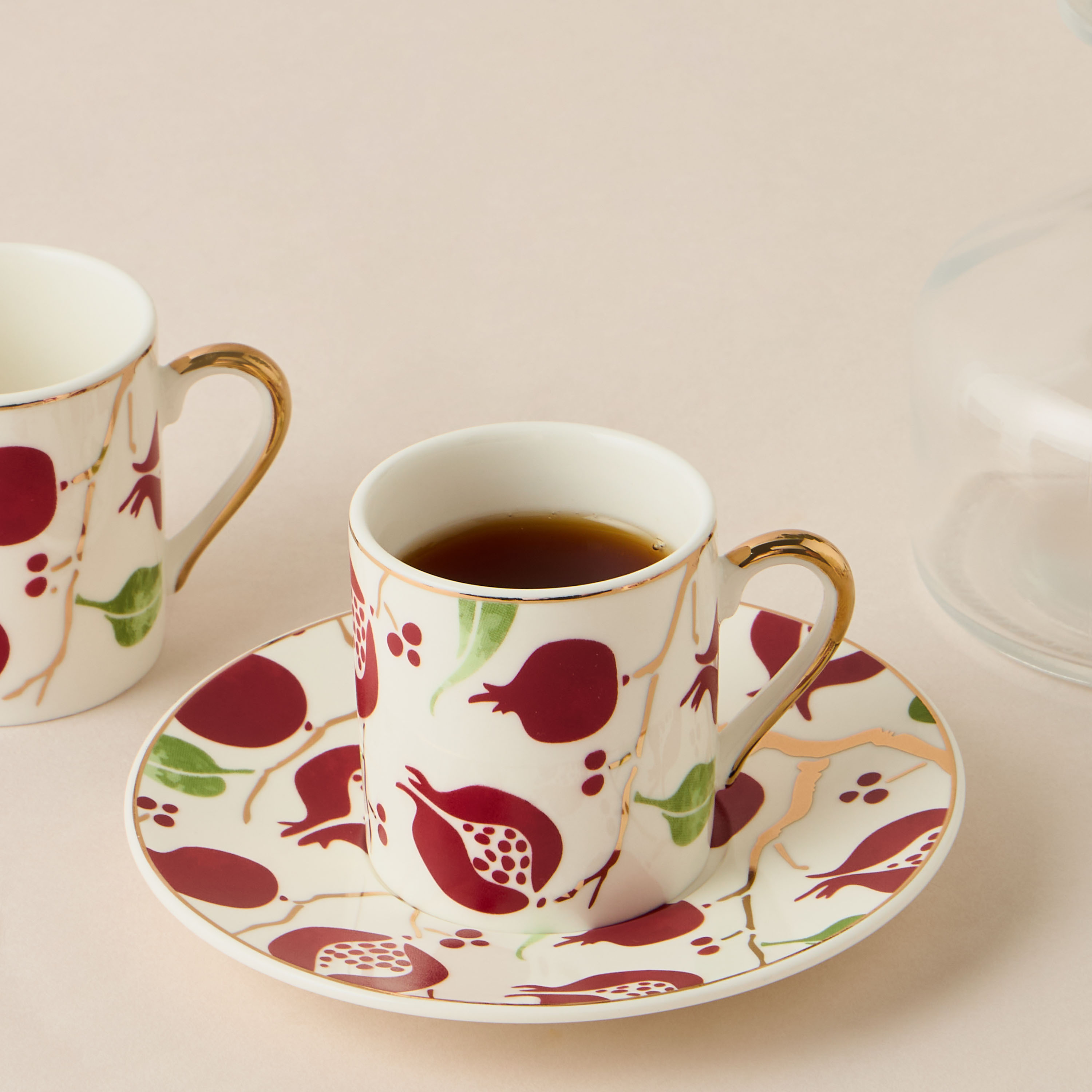 Pomegranate Print Bone China 8-Piece Cup and Saucer Set - 85 ml-household-dining-teaandcoffee-teaandcoffeesets-image-2