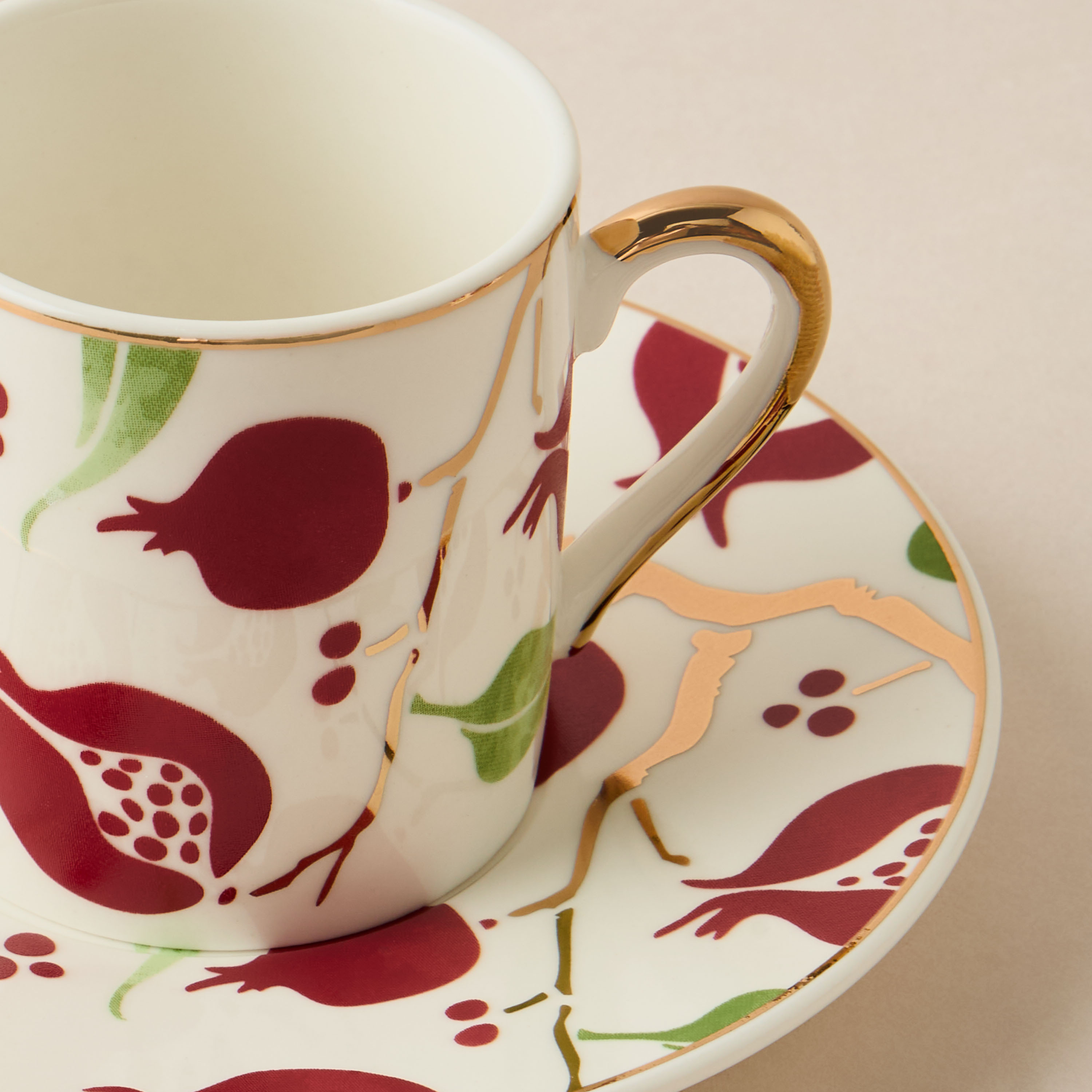 Pomegranate Print Bone China 8-Piece Cup and Saucer Set - 85 ml-household-dining-teaandcoffee-teaandcoffeesets-image-4