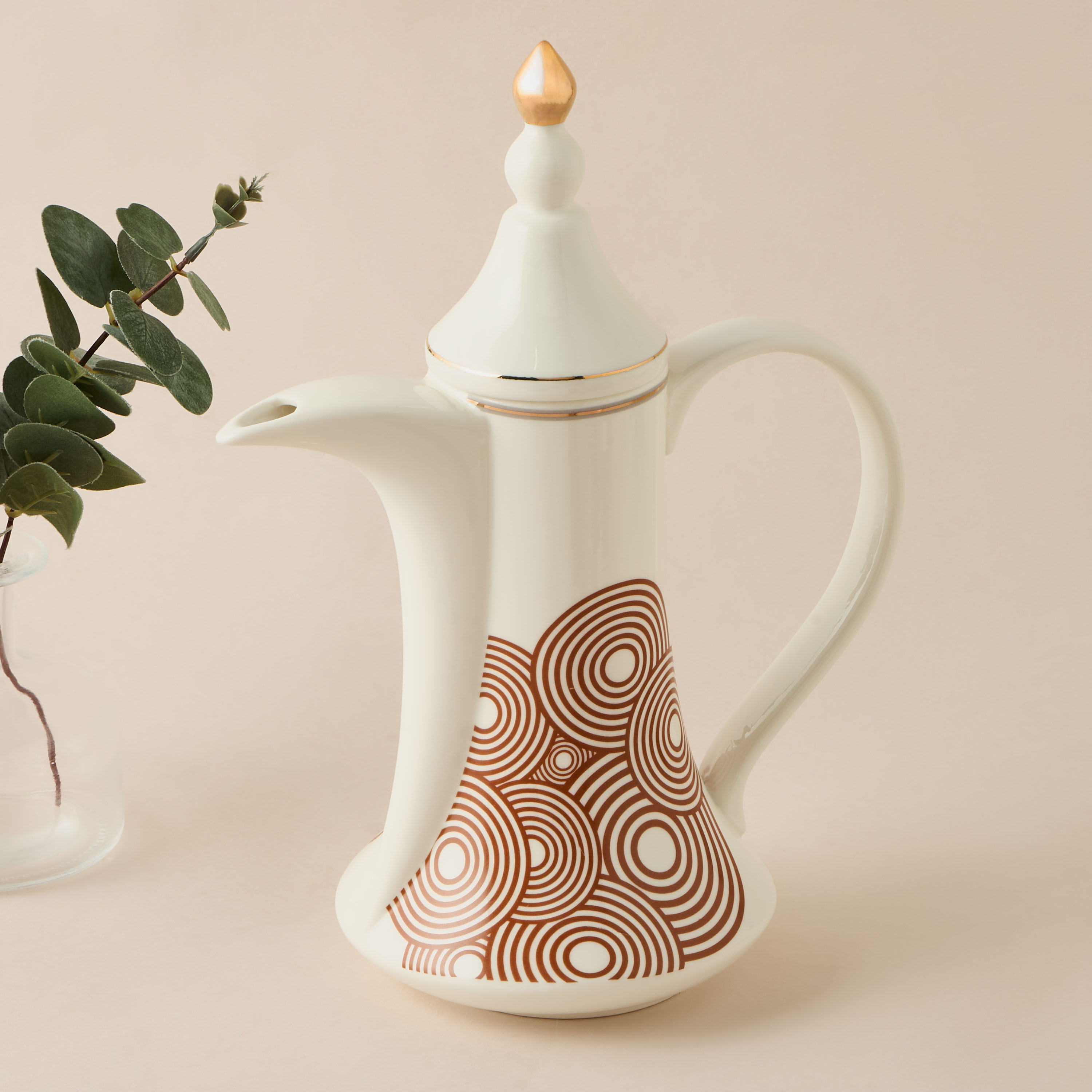 Geometric Print Bone China 4-Piece Kahwa Cup Set with Teapot-household-dining-teaandcoffee-teaandcoffeesets-image-3