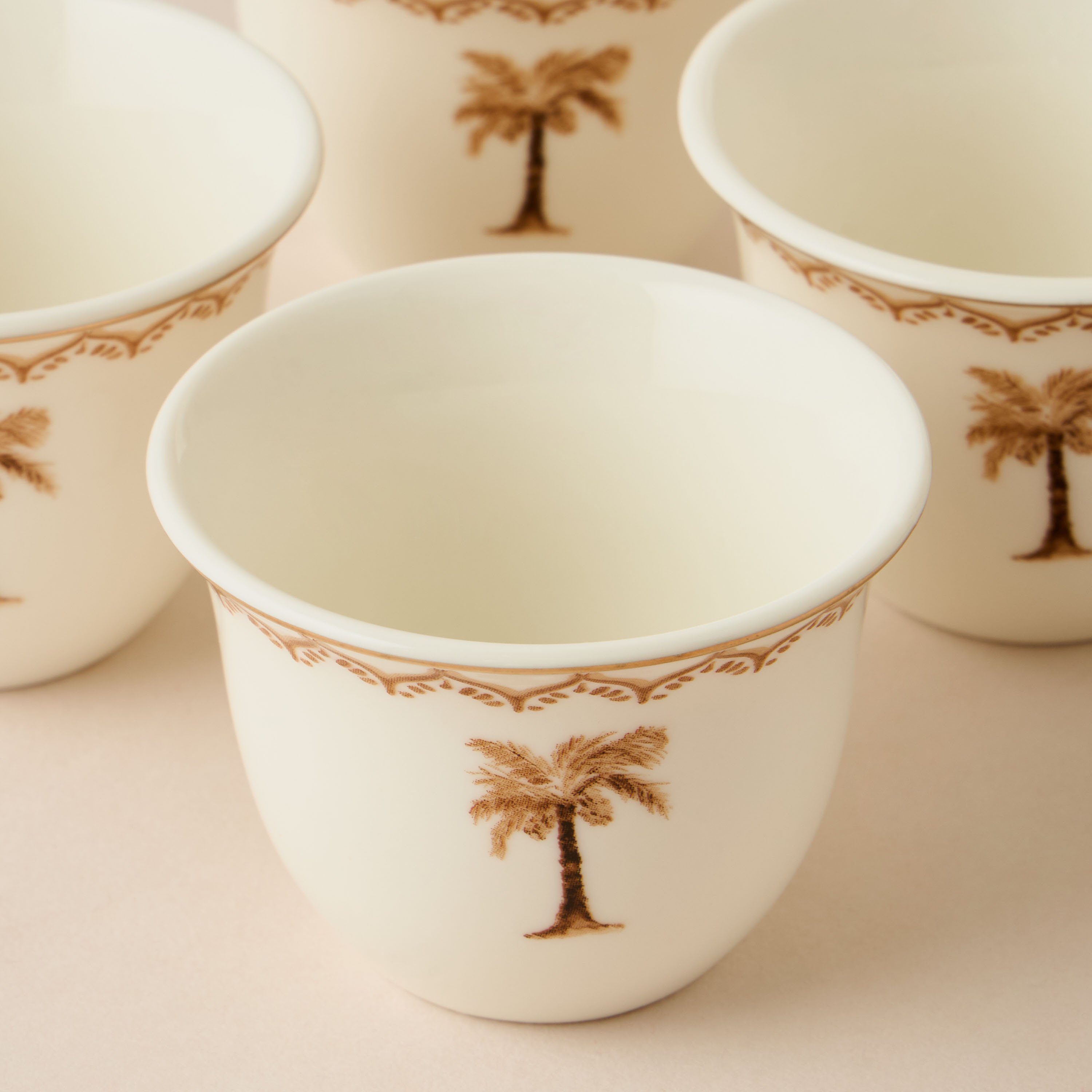 Palm Tree Print Bone China 4-Piece Kahwa Cup Set with Teapot-household-dining-teaandcoffee-teaandcoffeesets-image-6