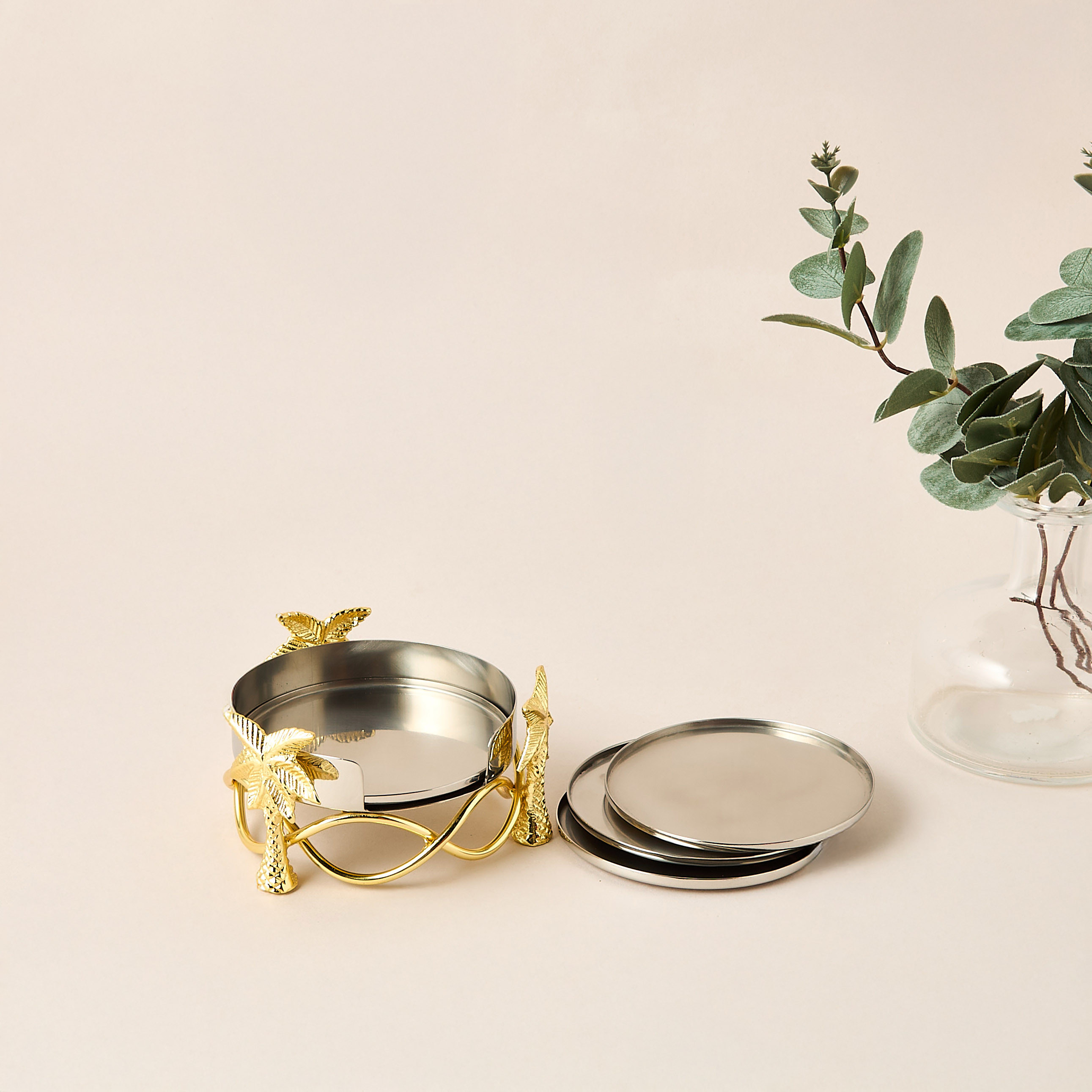 Nakhla 4-Piece Coaster Set with Decorative Stand-household-dining-teaandcoffee-teaandcoffeeaccessories-image-1