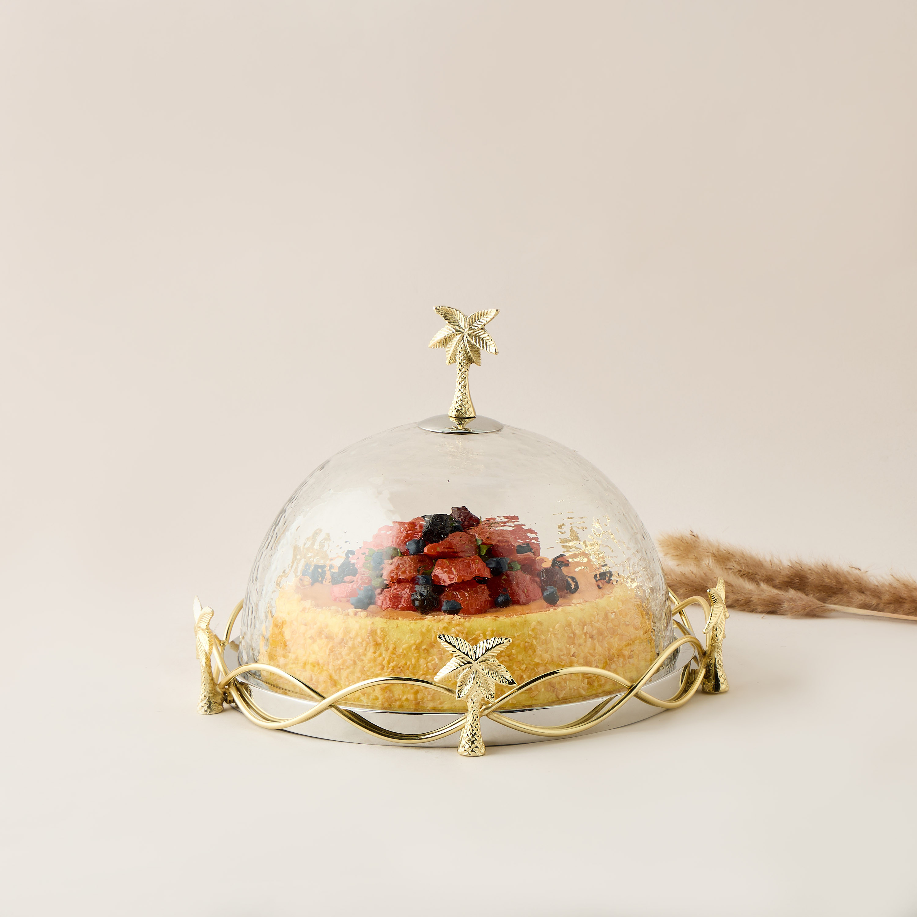 Nakhla Cake Serving Tray with Dome Lid - 31 cms-household-dining-serveware-servingplatters-image-1