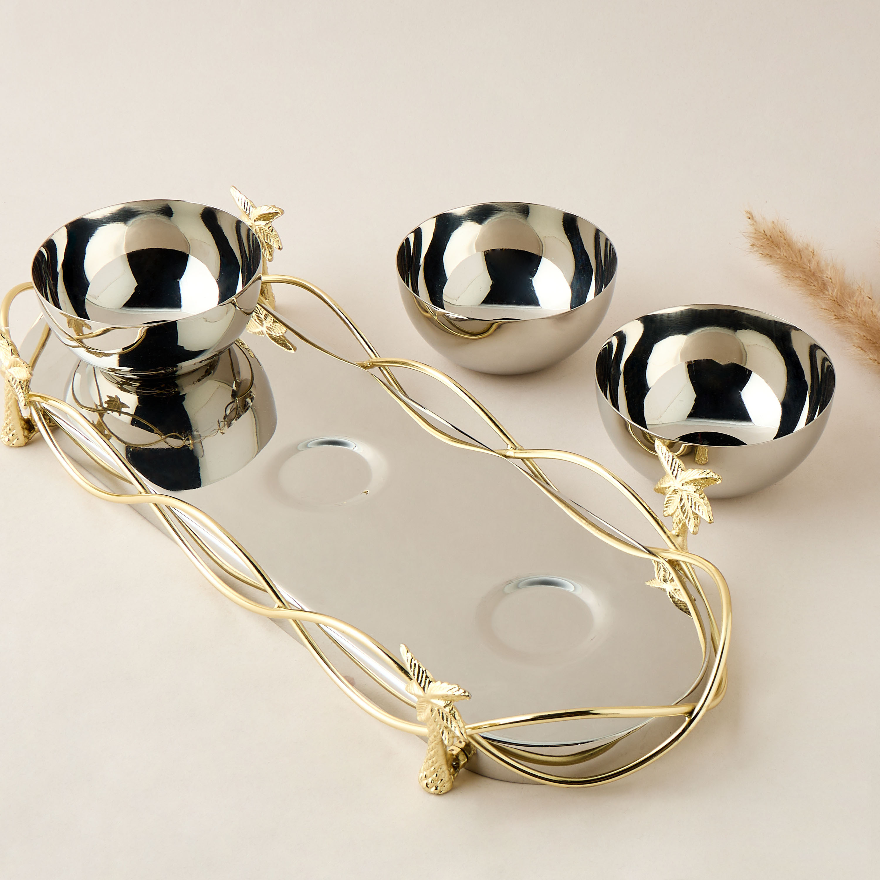 Nakhla 3-Piece Serving Bowl Set with Tray-household-dining-serveware-servingtrays-image-4