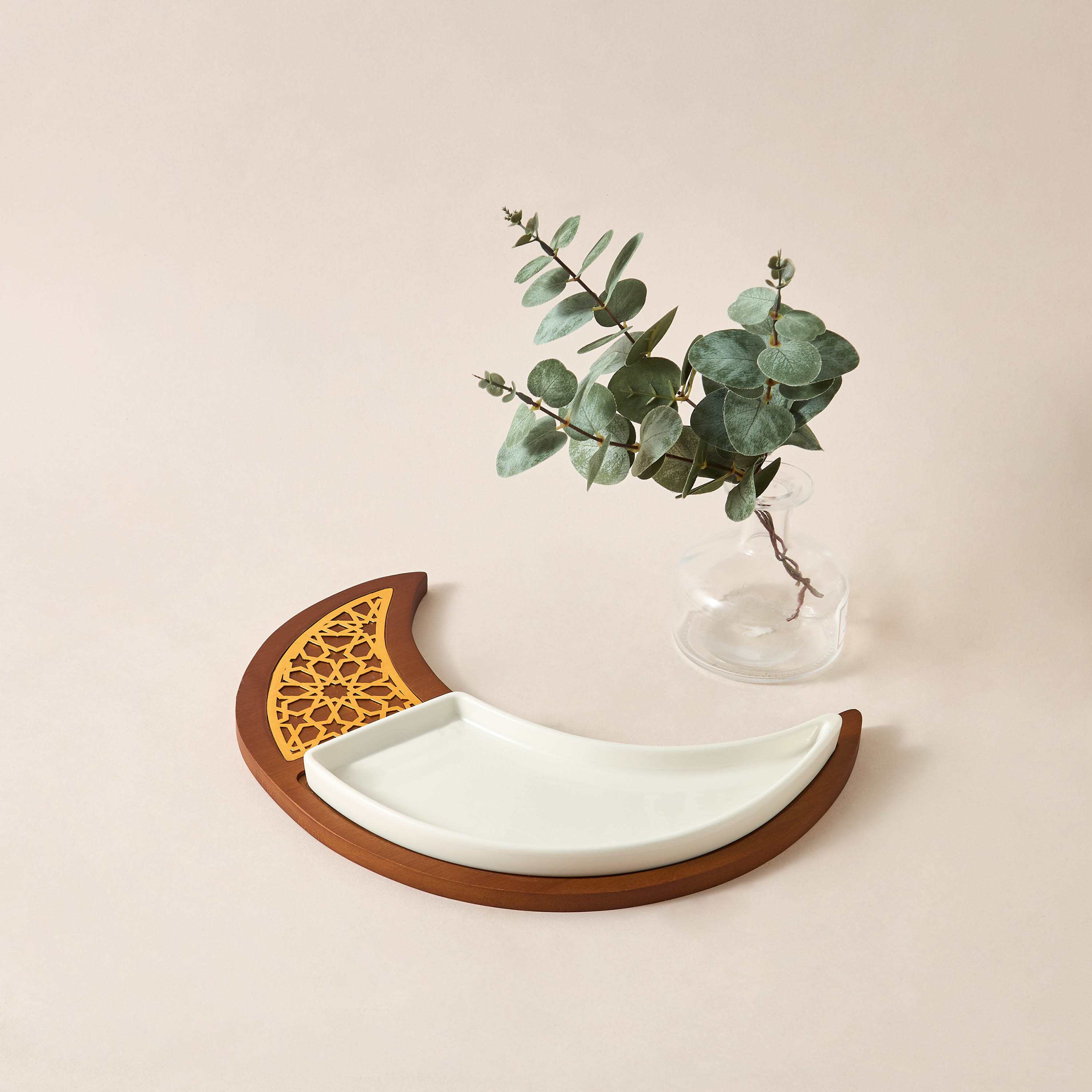 صحن تقديم هلالي مع قاعدة خشبية من سفرة-household-dining-serveware-servingplatters-image-2