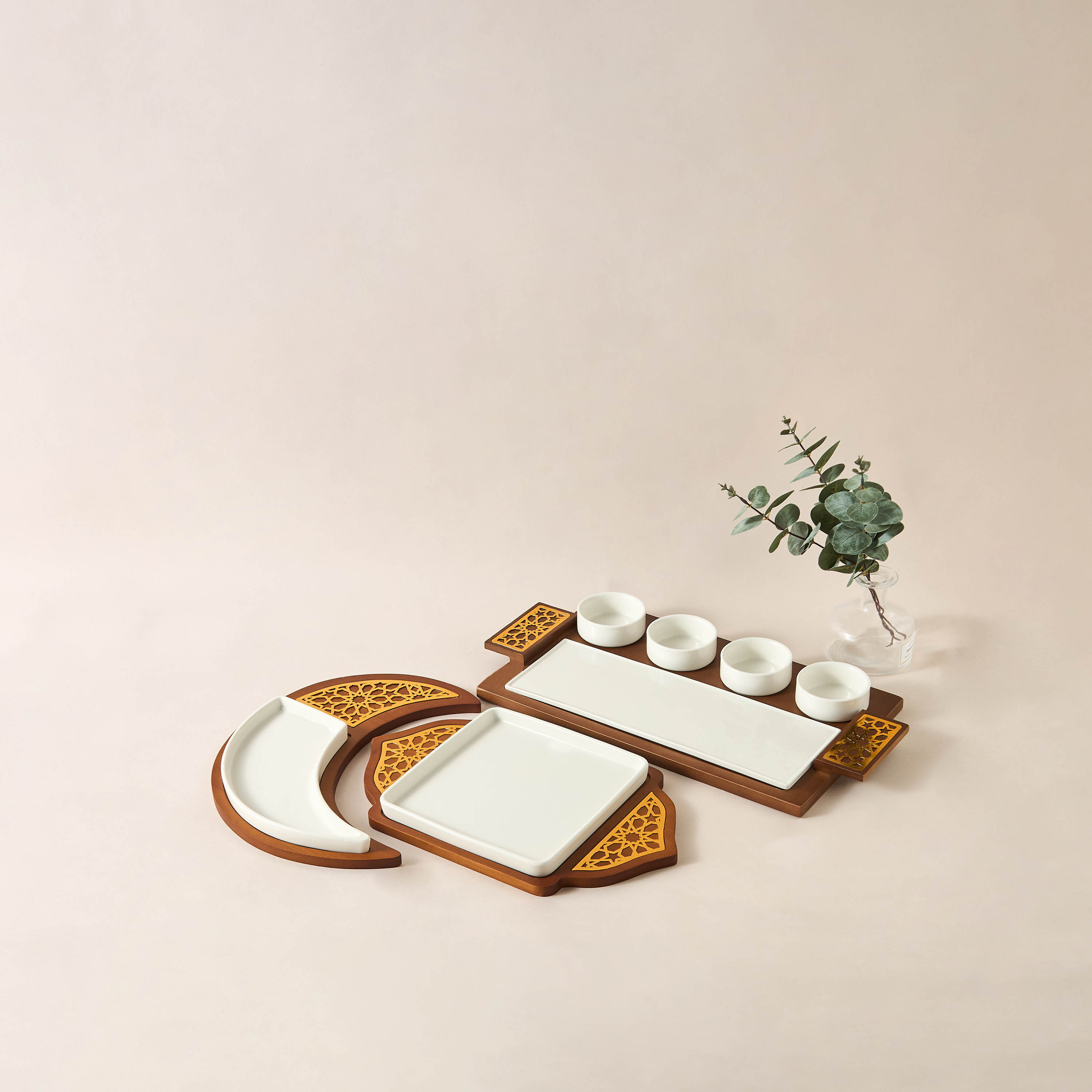 صحن تقديم هلالي مع قاعدة خشبية من سفرة-household-dining-serveware-servingplatters-image-5