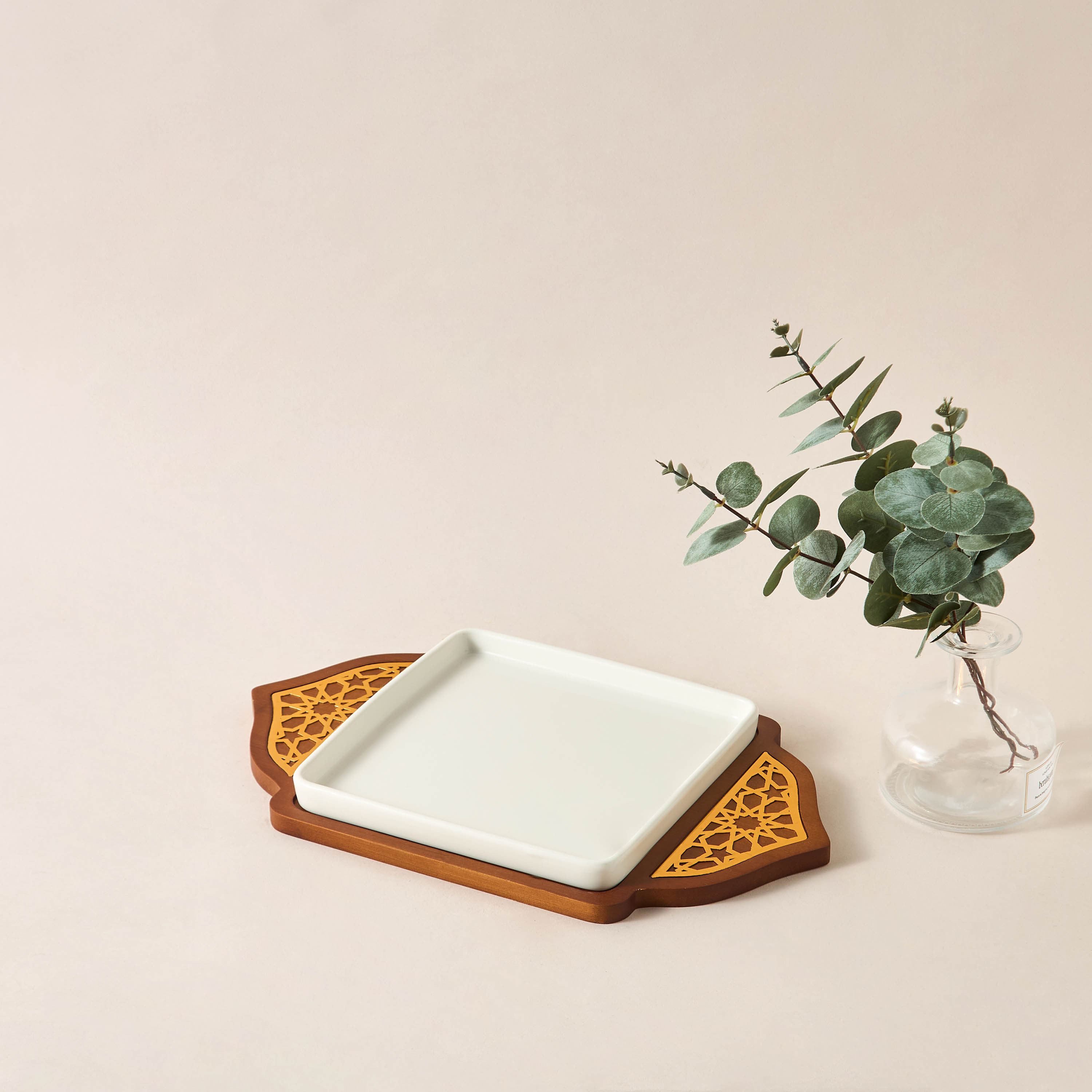 Sufrah Ceramic Serving Platter with Wooden Board-household-dining-serveware-servingplatters-image-3