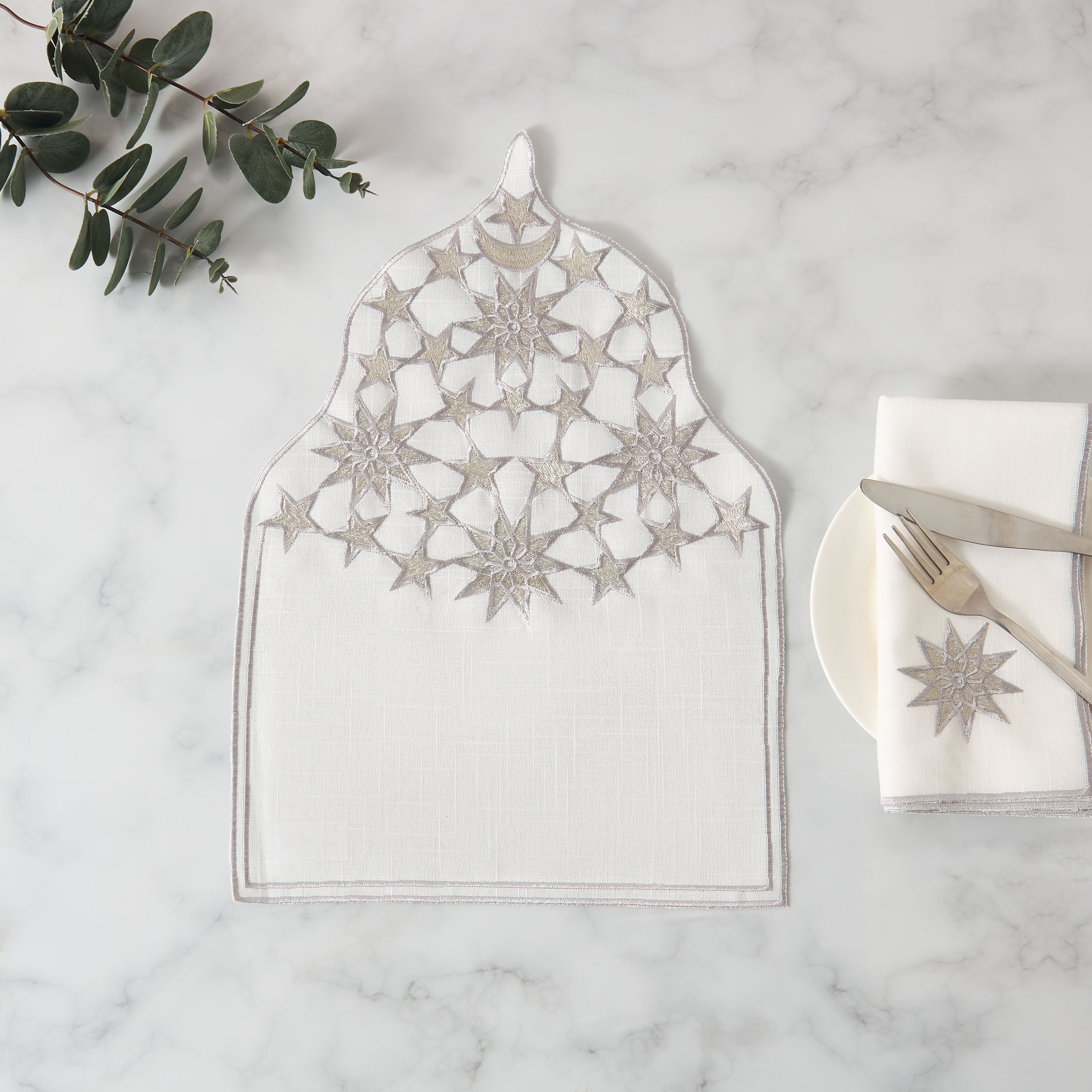 Noor 4-Piece Embroidered Placemat Set - 30x45 cms-household-dining-tablelinen-placemats-image-1
