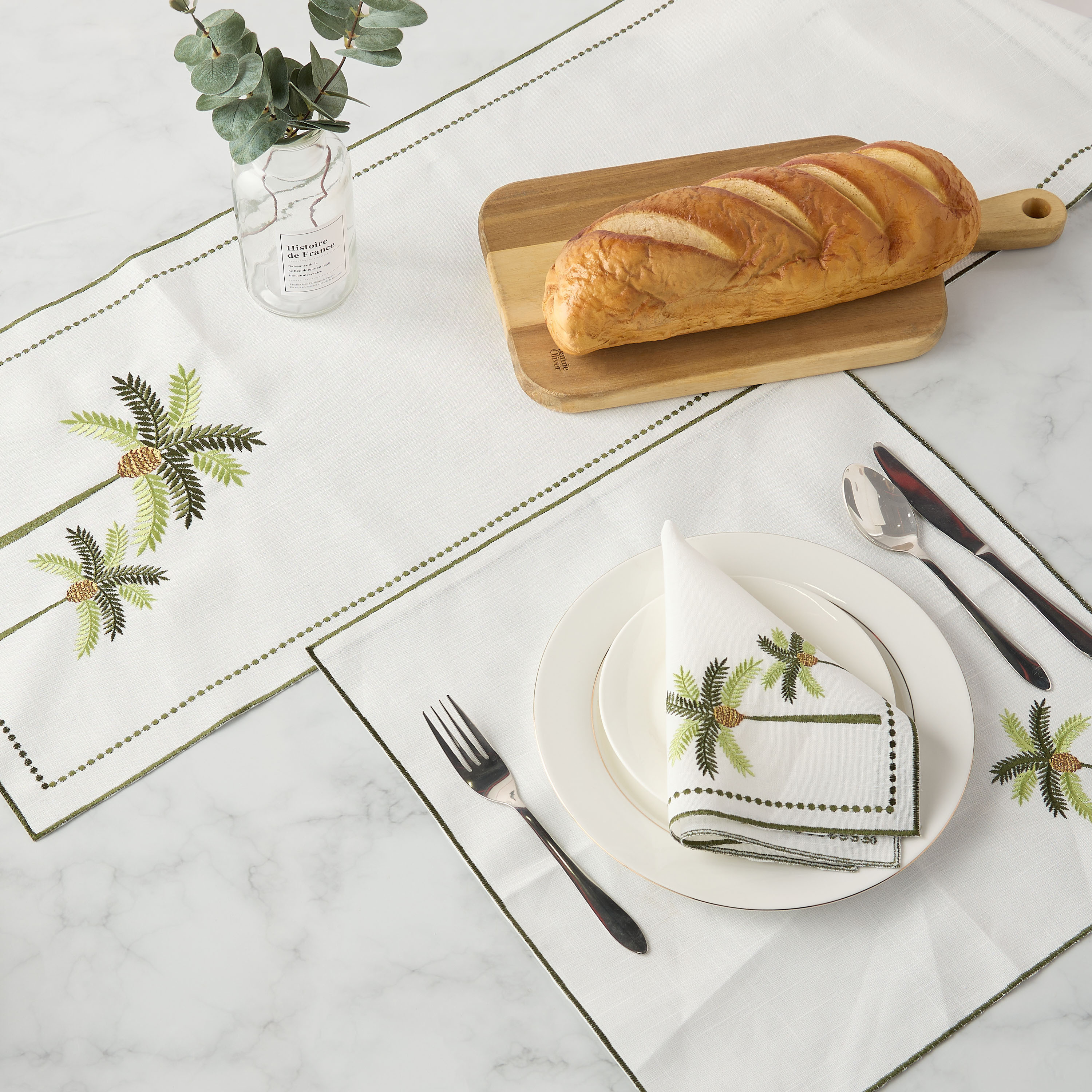 Palm Tree Embroidered 4-Piece Placemat Set - 30x45 cms-household-dining-tablelinen-placemats-image-4
