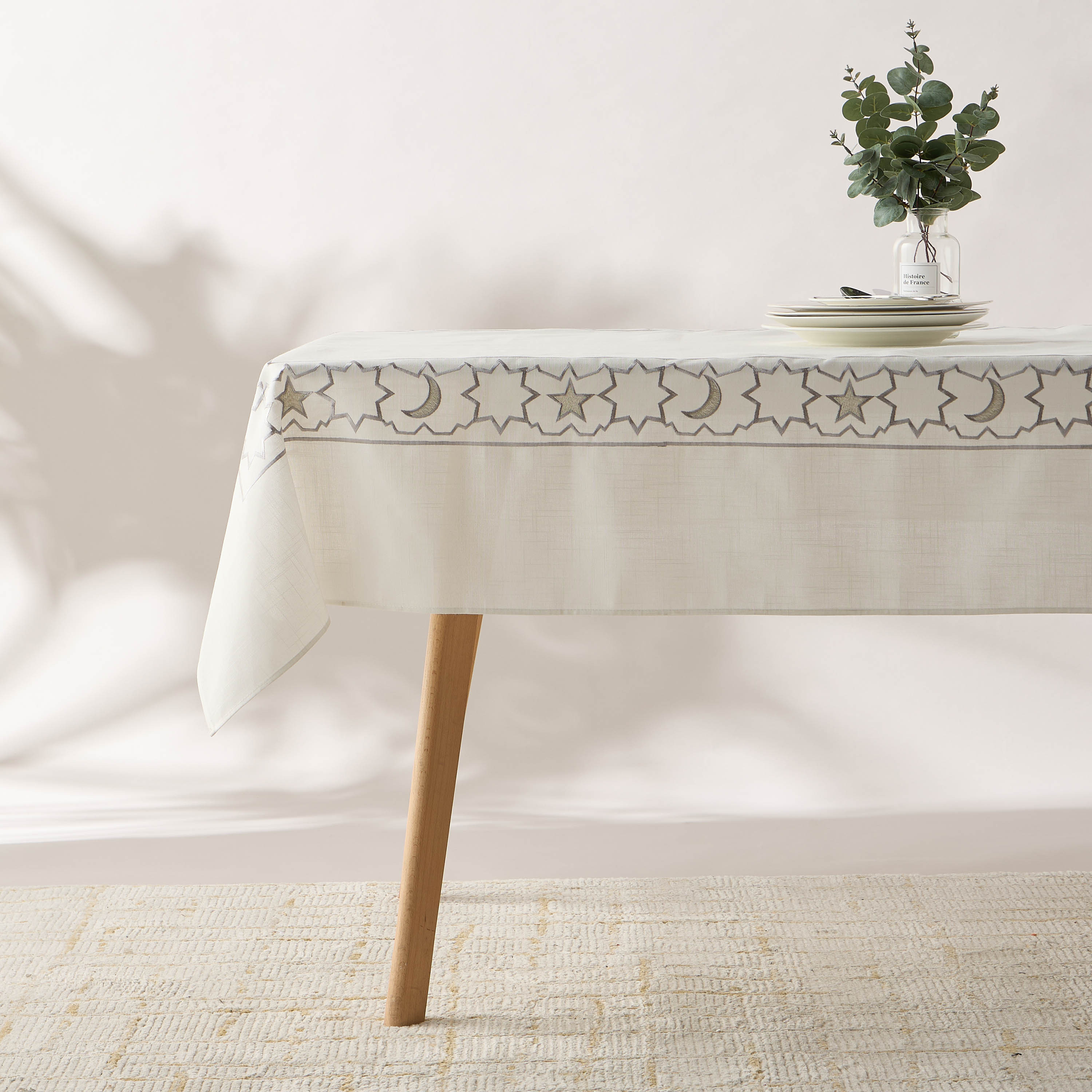 Noor Embroidered Table Cloth - 250x150 cms-household-dining-tablelinen-runnersandtablecovers-image-1