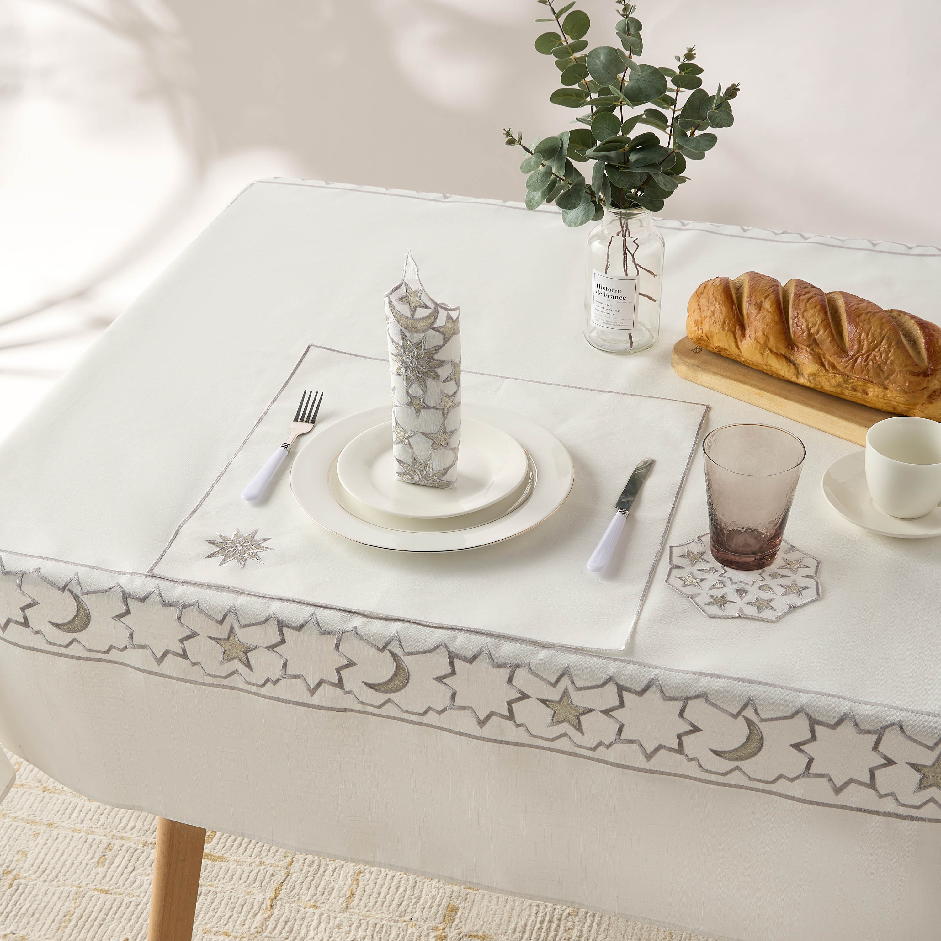 Noor Embroidered Table Cloth - 250x150 cms-household-dining-tablelinen-runnersandtablecovers-image-5
