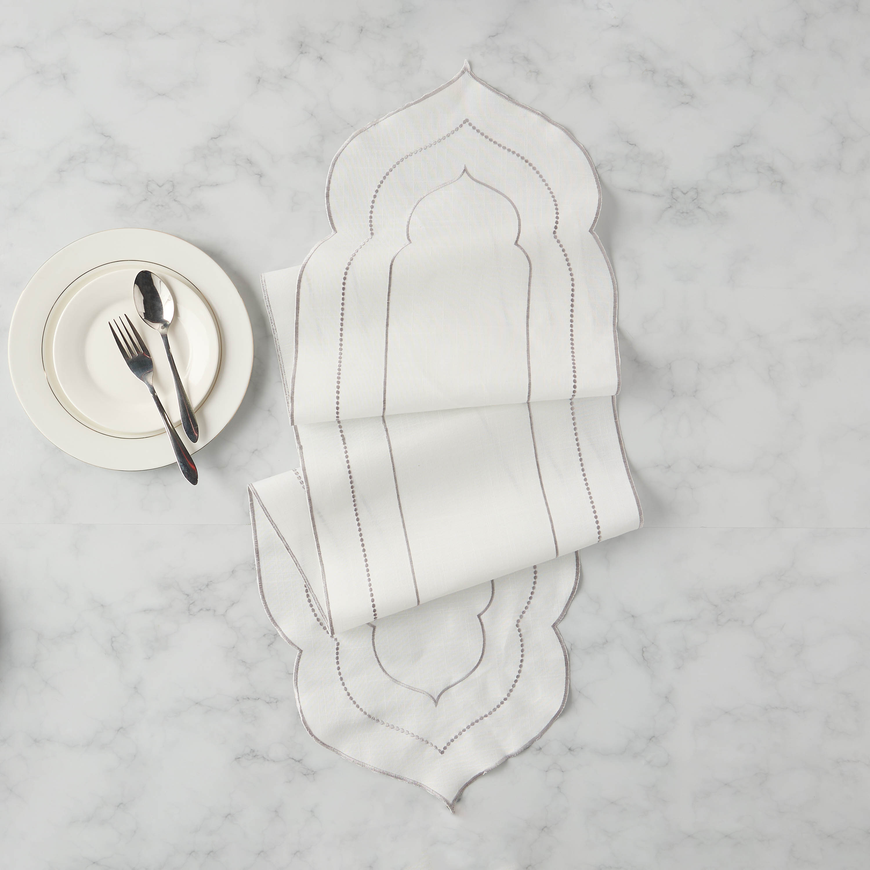 Noor Door Embroidered Table Runner - 180x33 cms-household-dining-tablelinen-runnersandtablecovers-image-1