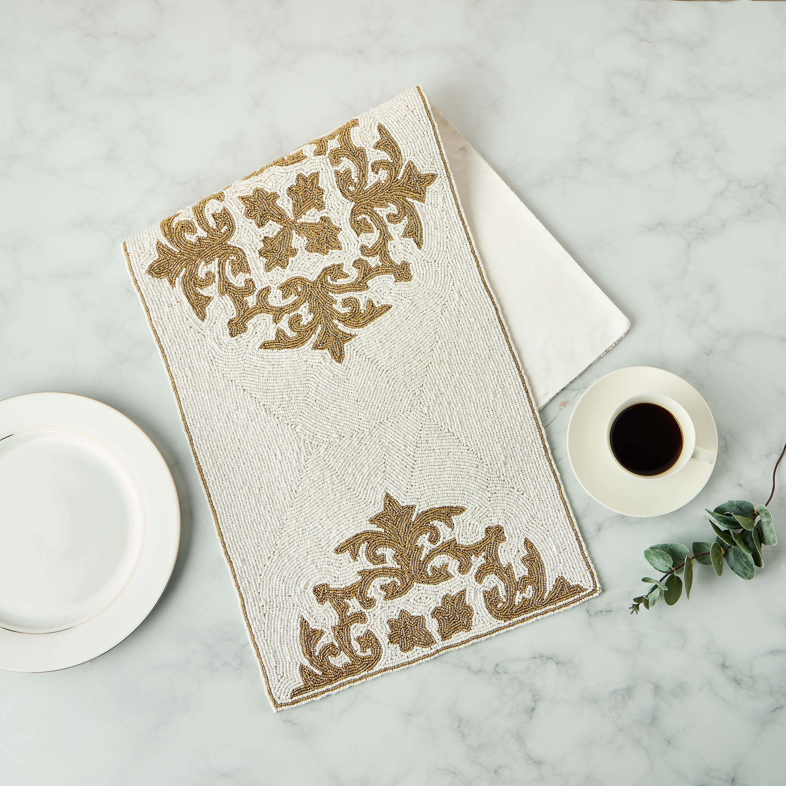 Gia Como Beaded Table Runner - 90x33 cms-household-dining-tablelinen-runnersandtablecovers-image-1