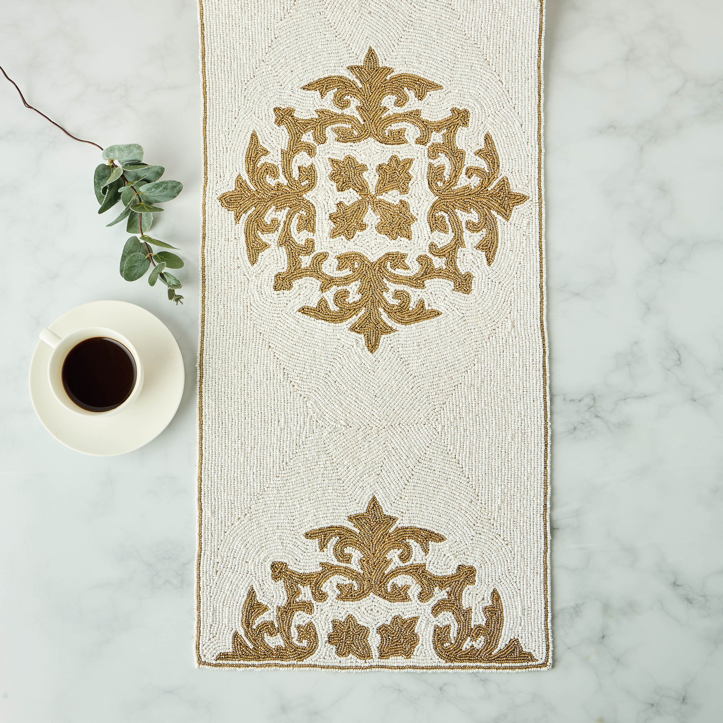 Gia Como Beaded Table Runner - 90x33 cms-household-dining-tablelinen-runnersandtablecovers-image-2