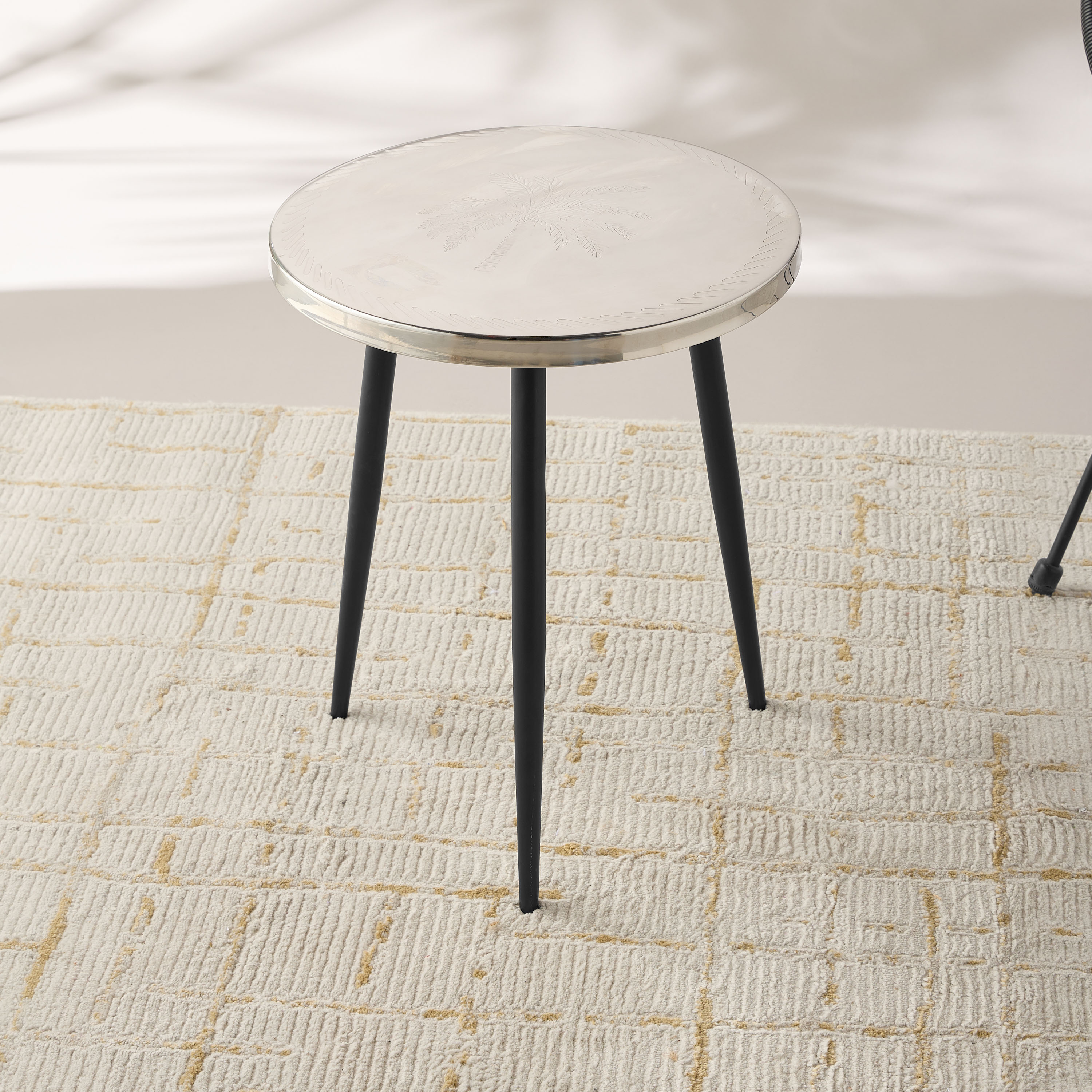 Palm Tree Textured Metal Top Side Table - 40x52 cms-furniture-livingroom-sideandendtables-image-1