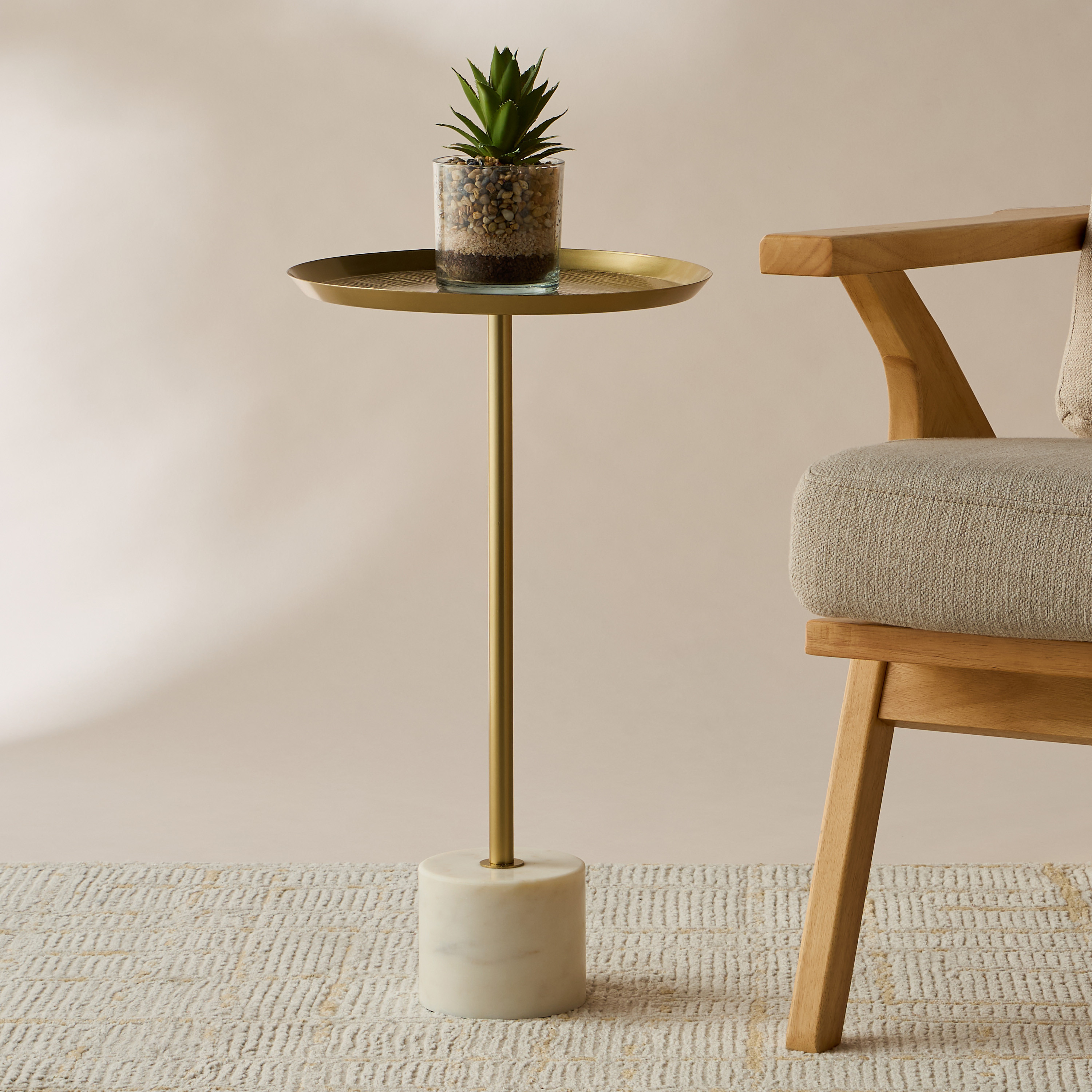 Metal Top Side Table with Pedestal Base - 56 cms-furniture-livingroom-sideandendtables-image-1