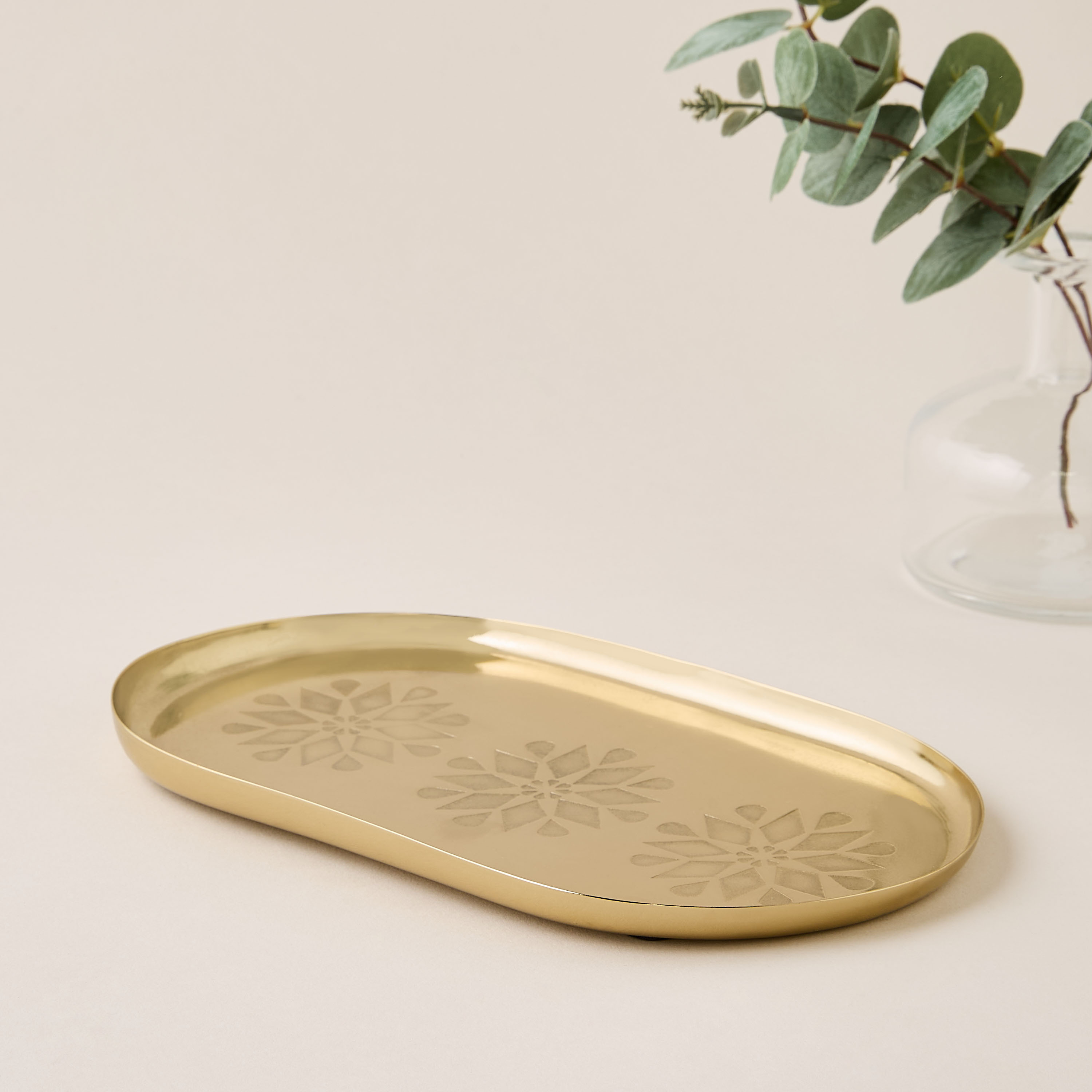صينية تقديم بيضاوية بنقوش هندسية - 25x15 سم-household-dining-serveware-servingtrays-image-4